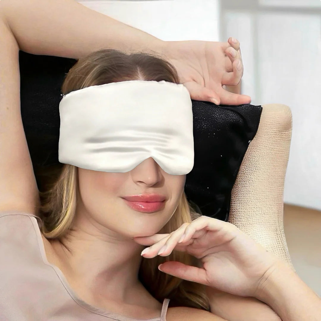 Adjustable Silk Sleep Mask (Ivory White) Pure Silk Boutique