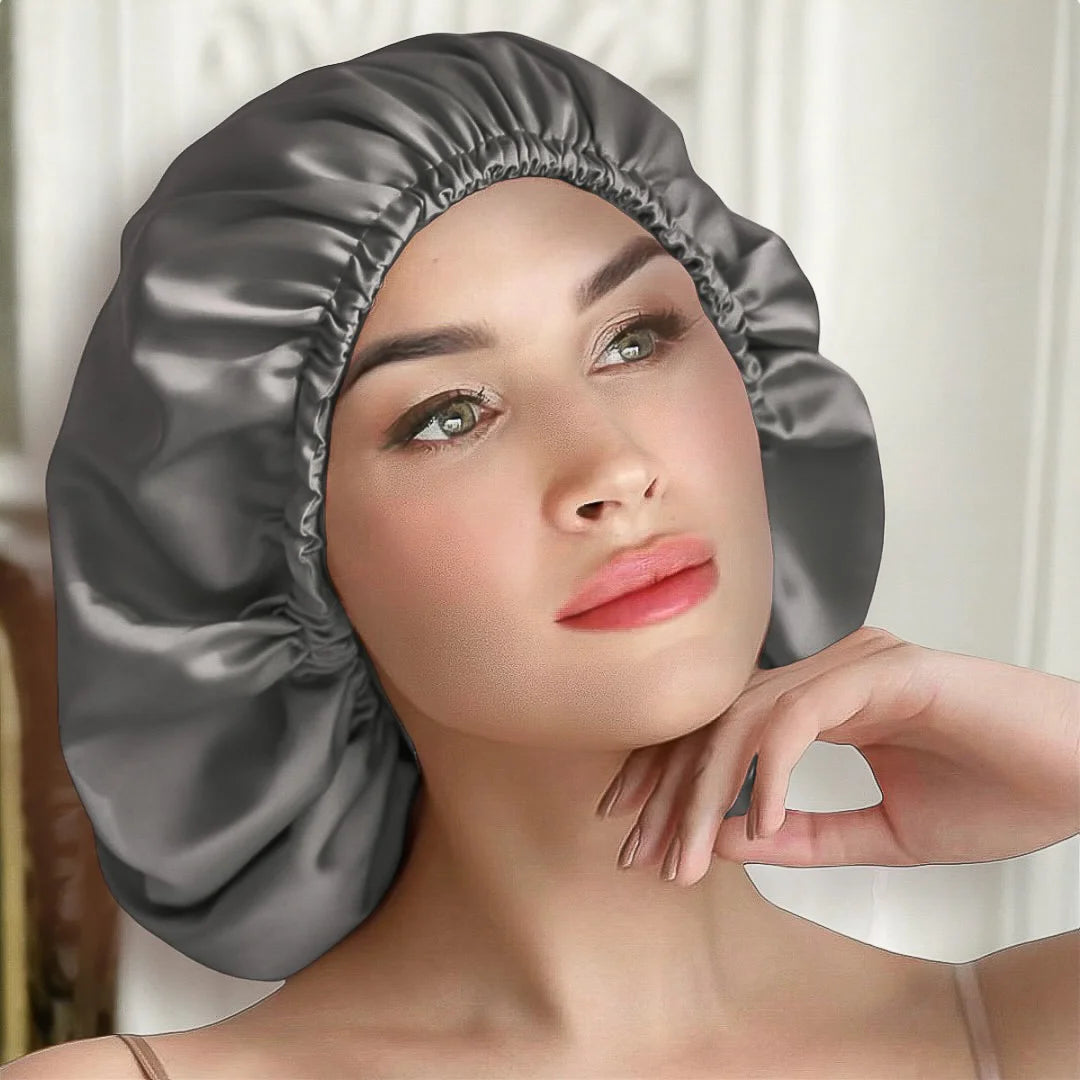 Silk Bonnet for Curly Hair (Dark Grey) Pure Silk Boutique Switzerland