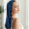 Silk Bonnet for long hair (Blue) Pure Silk Boutique Switzerland