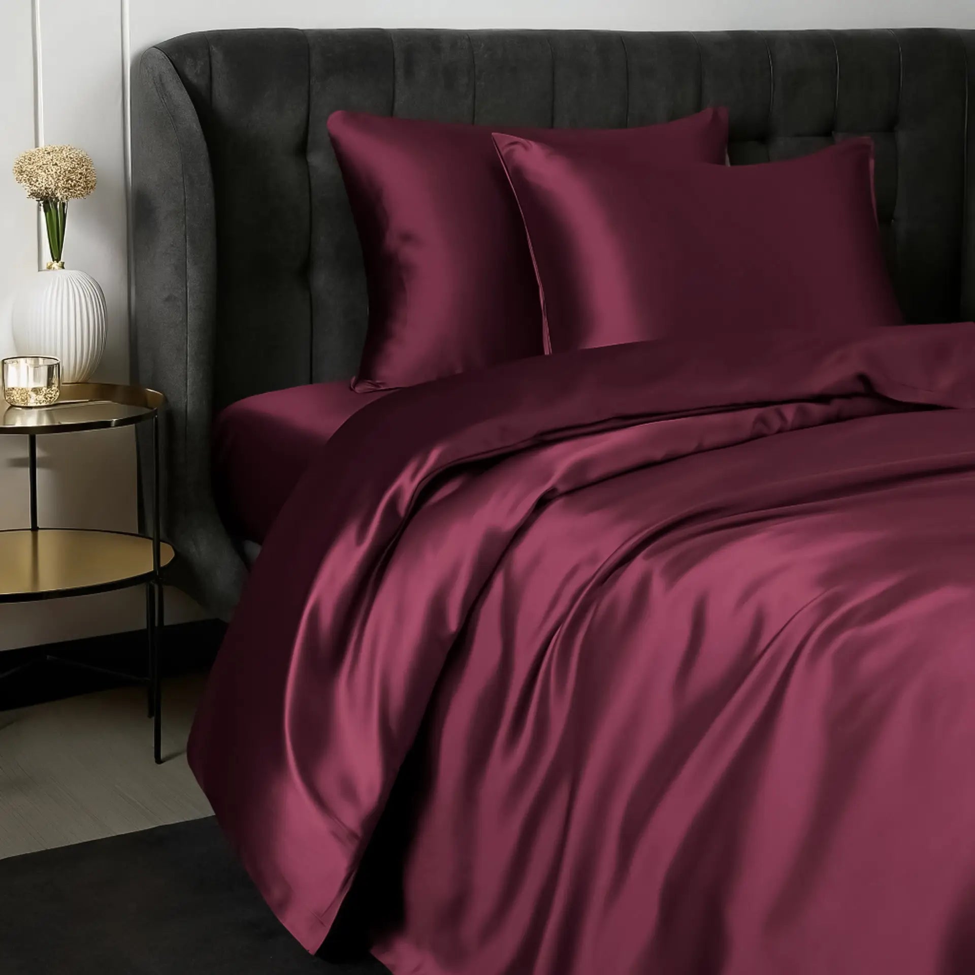 Soft Silk Duvet Cover (Bordeaux) % Sale % Silk bedding in Switzerland psboutique.ch