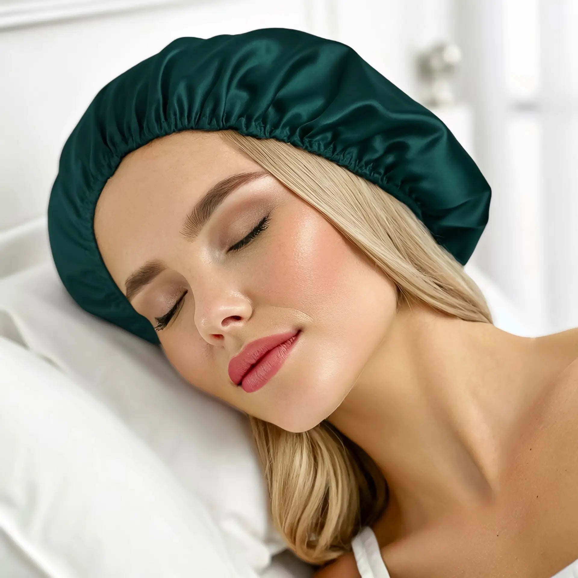 YANIBEST Seidenhaube Zum Schlafen Für Frauen, Satinhaube, Doppellagig Mit Satin-Futter, Haube Mit Bindeband Für Lockiges Haar, Lila