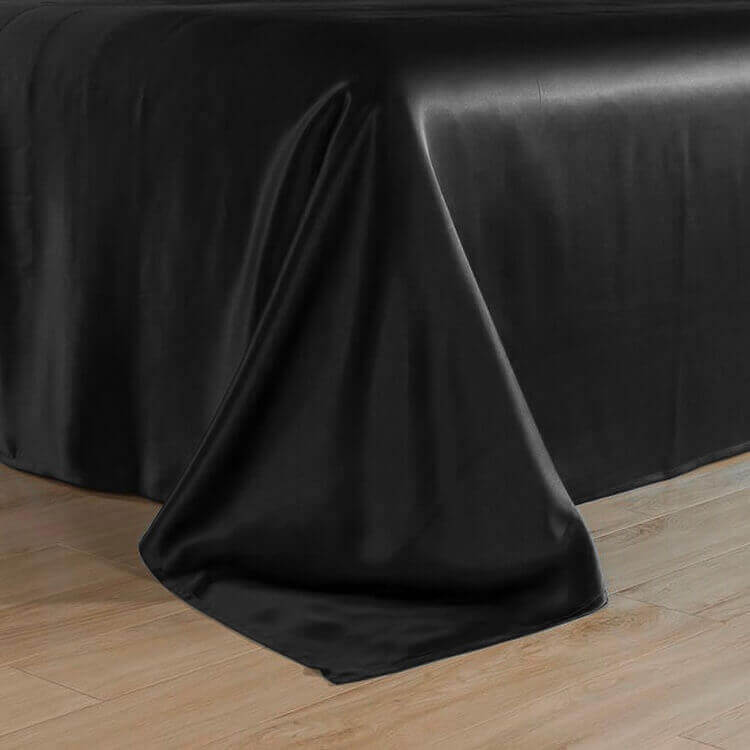 Silk flat bed sheet Black buy in Switzerland Pure Swiss Boutique