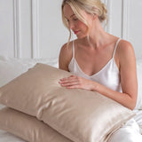 Lot de 2 taies d’oreiller en soie (Beige)