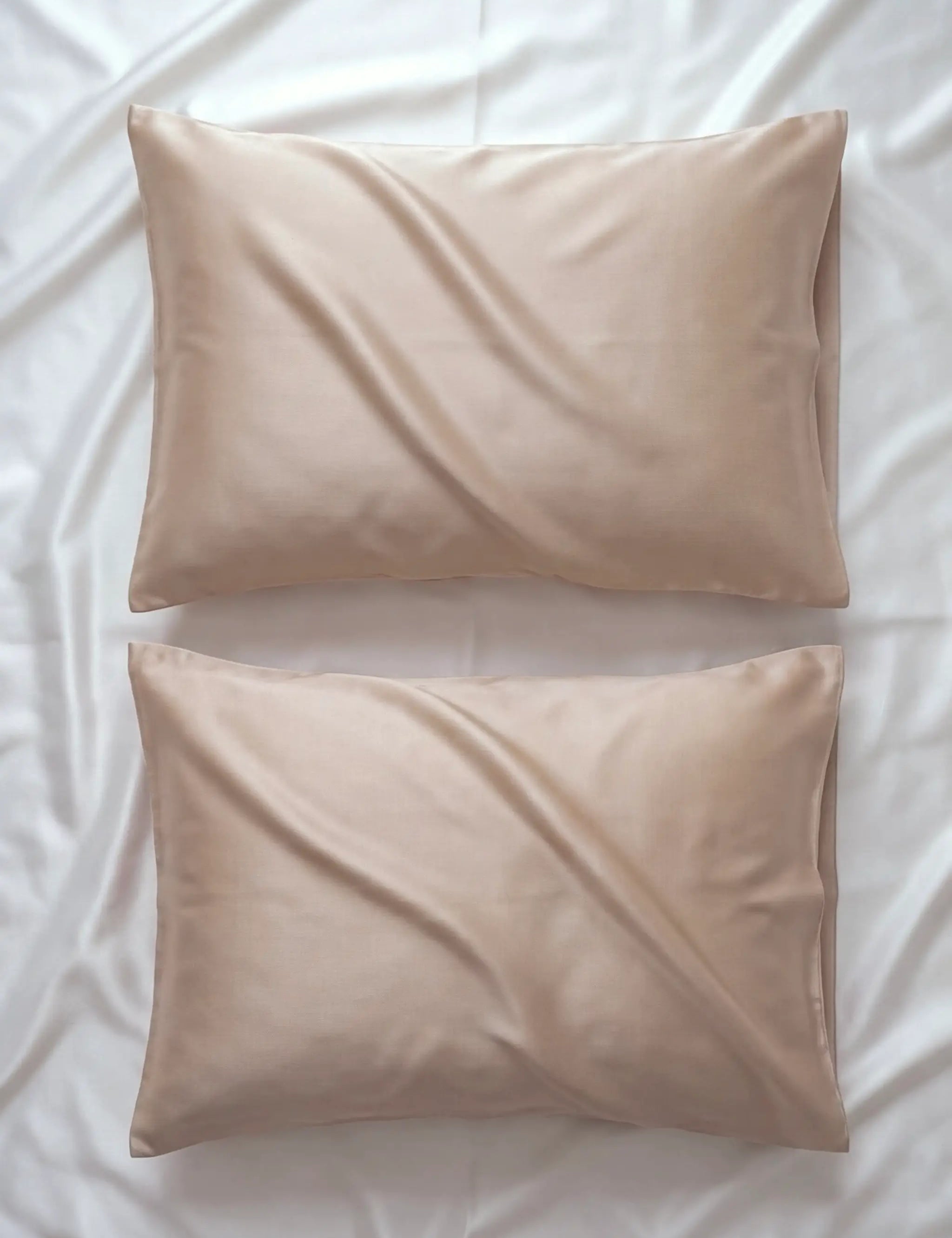 Lot de 2 taies d’oreiller en soie (Beige)
