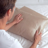 Lot de 2 taies d’oreiller en soie (Beige)