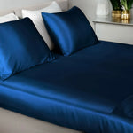 Cooling fitted sheet 100% Silk (Blue Navy) buy at Swiss Silk Online-Shop on Sale psboutique.ch