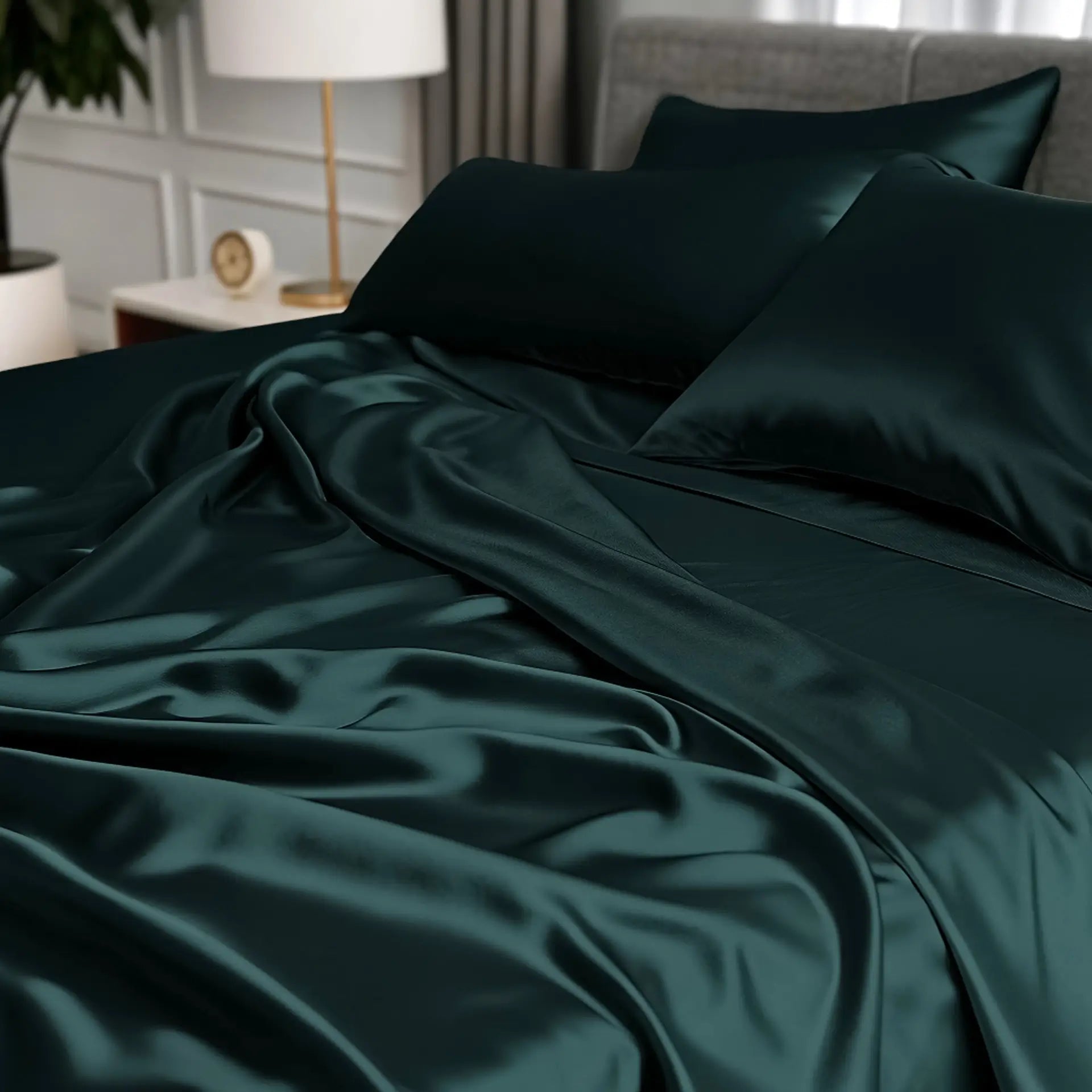 Mulberry Silk Bed Sheet (Dark Green) % Sale % | Silk Bedding Shop in Switzerland | psboutique.ch