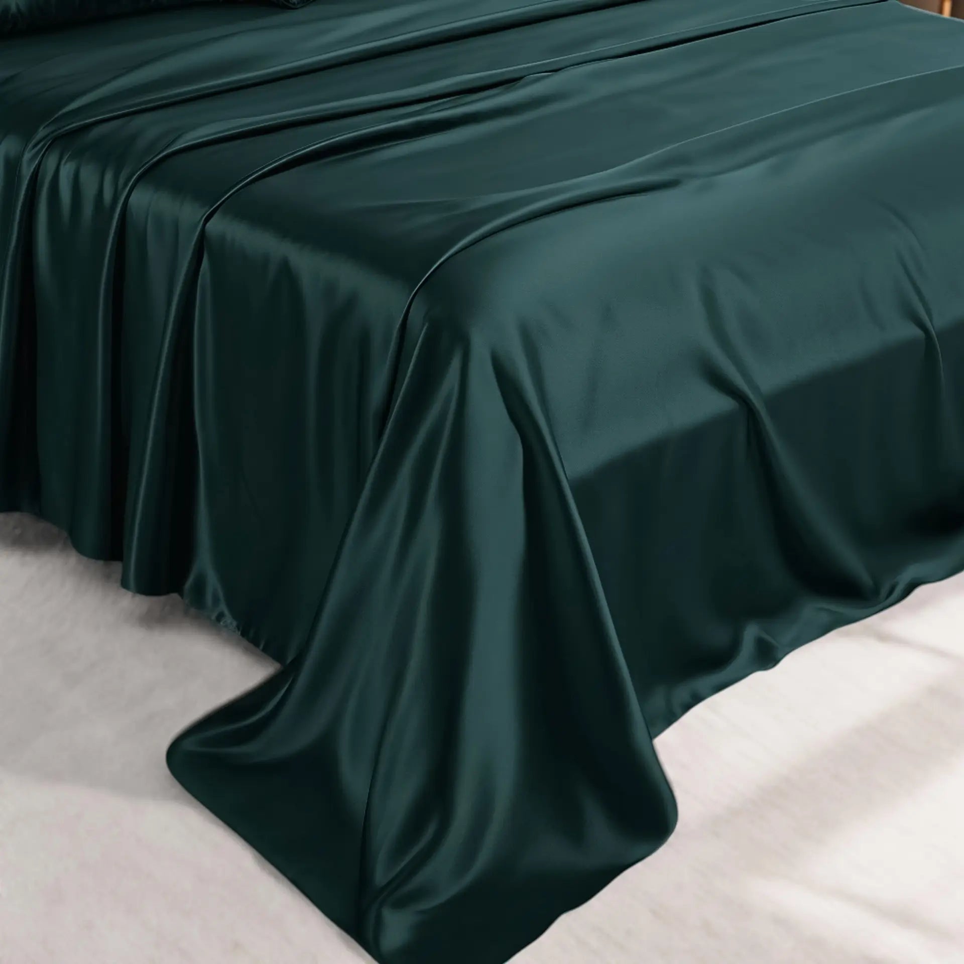 Mulberry Silk Bed Sheet (Dark Green) % Sale % | Silk Bedding Shop in Switzerland | psboutique.ch