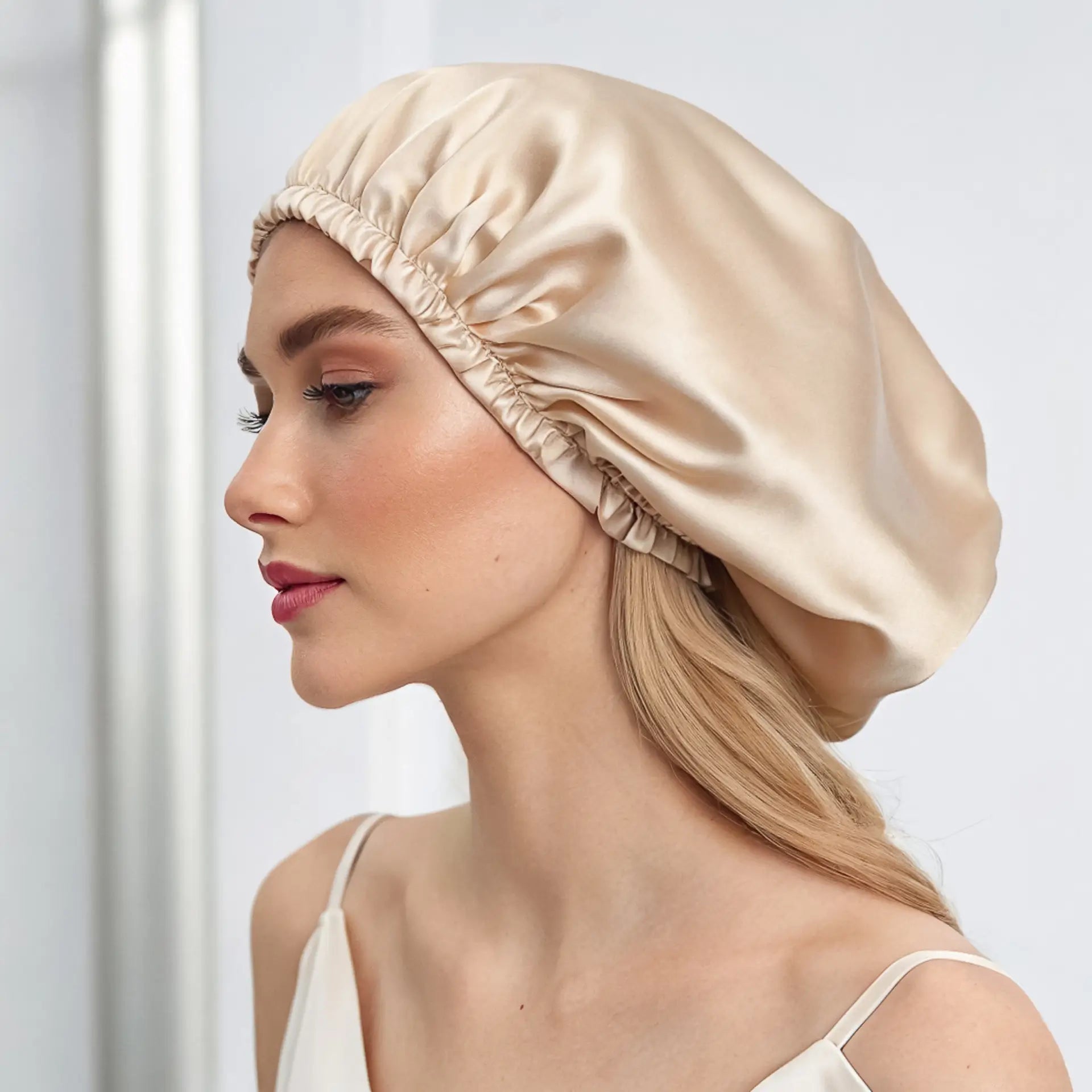 Cuffia in seta per capelli ricci (Beige)  %Saldi% Pura Seta Boutique Svizzera psboutique.ch