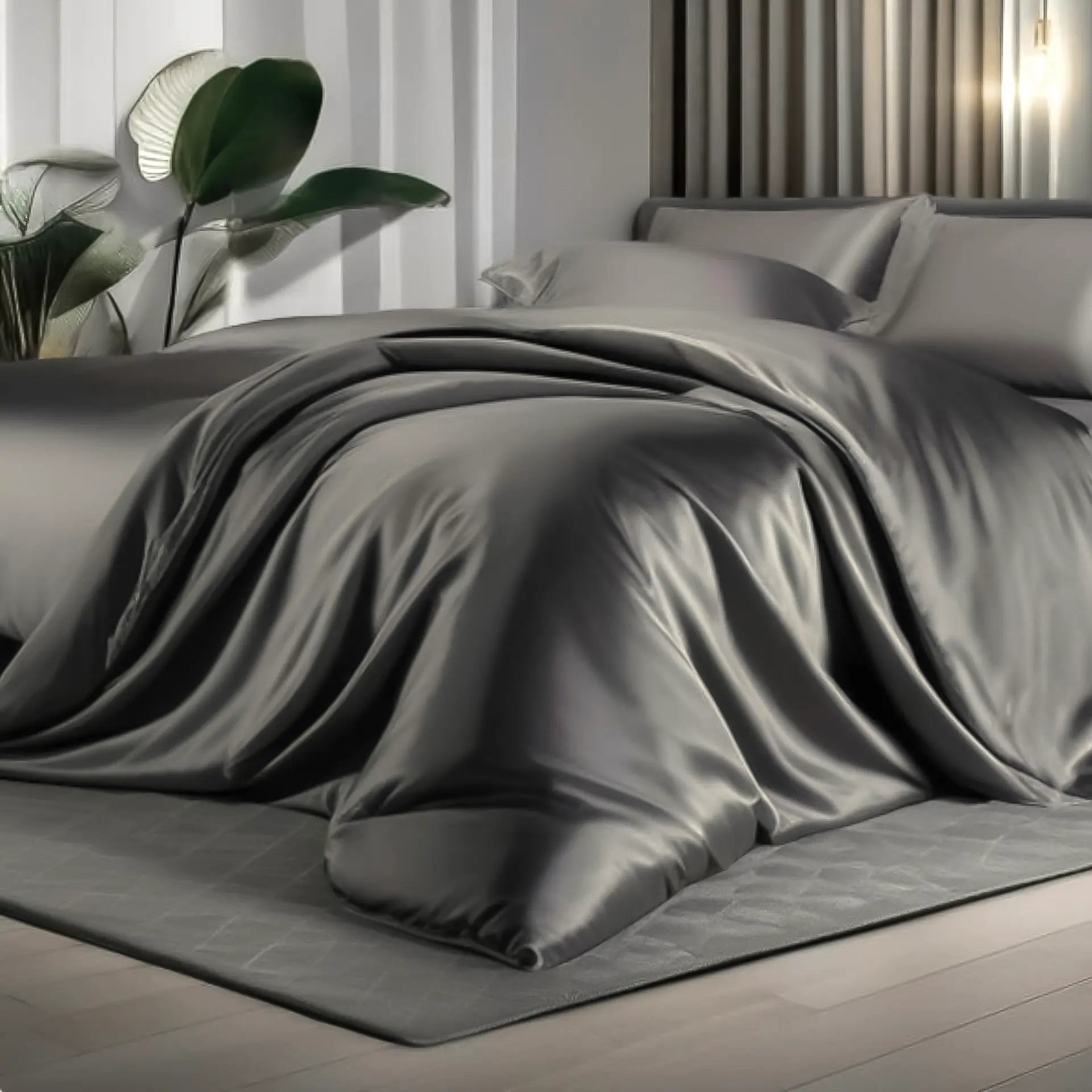 Temperature-regulating Duvet Cover (Dark Grey) Swiss Silk Shop PSBoutique.ch