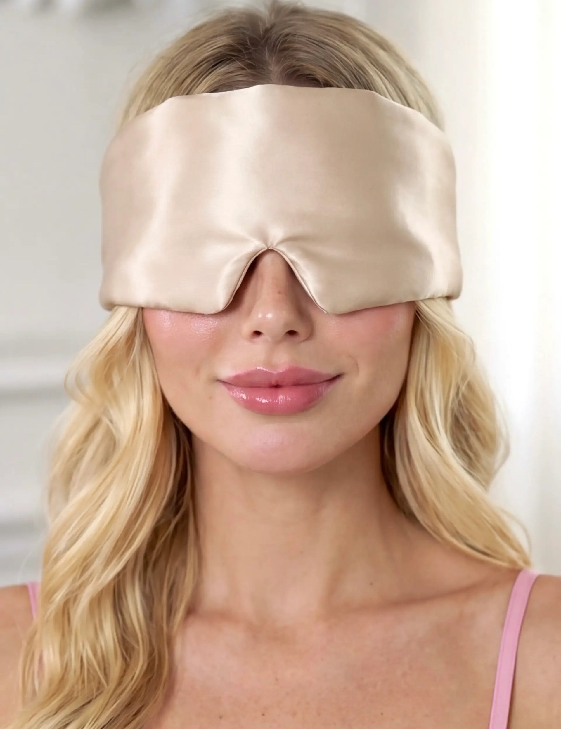 Silk Sleep Mask with Velcro (Beige)