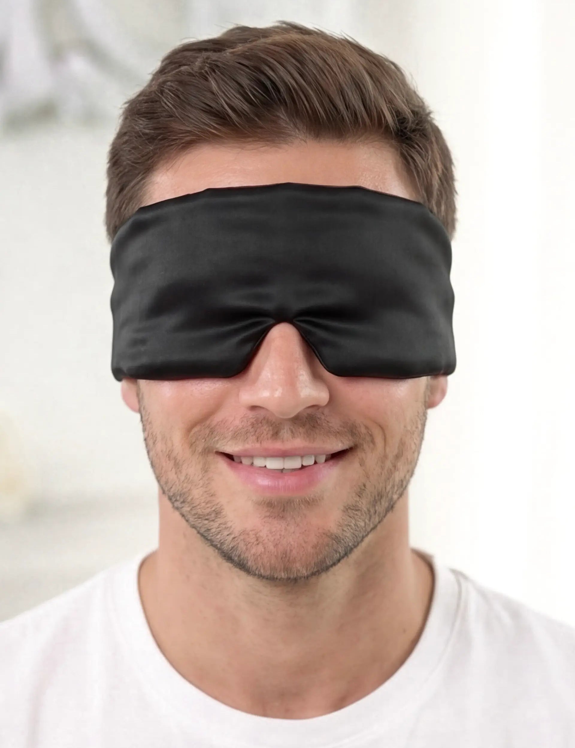 Silk Sleep Mask with Velcro for Men (Black)