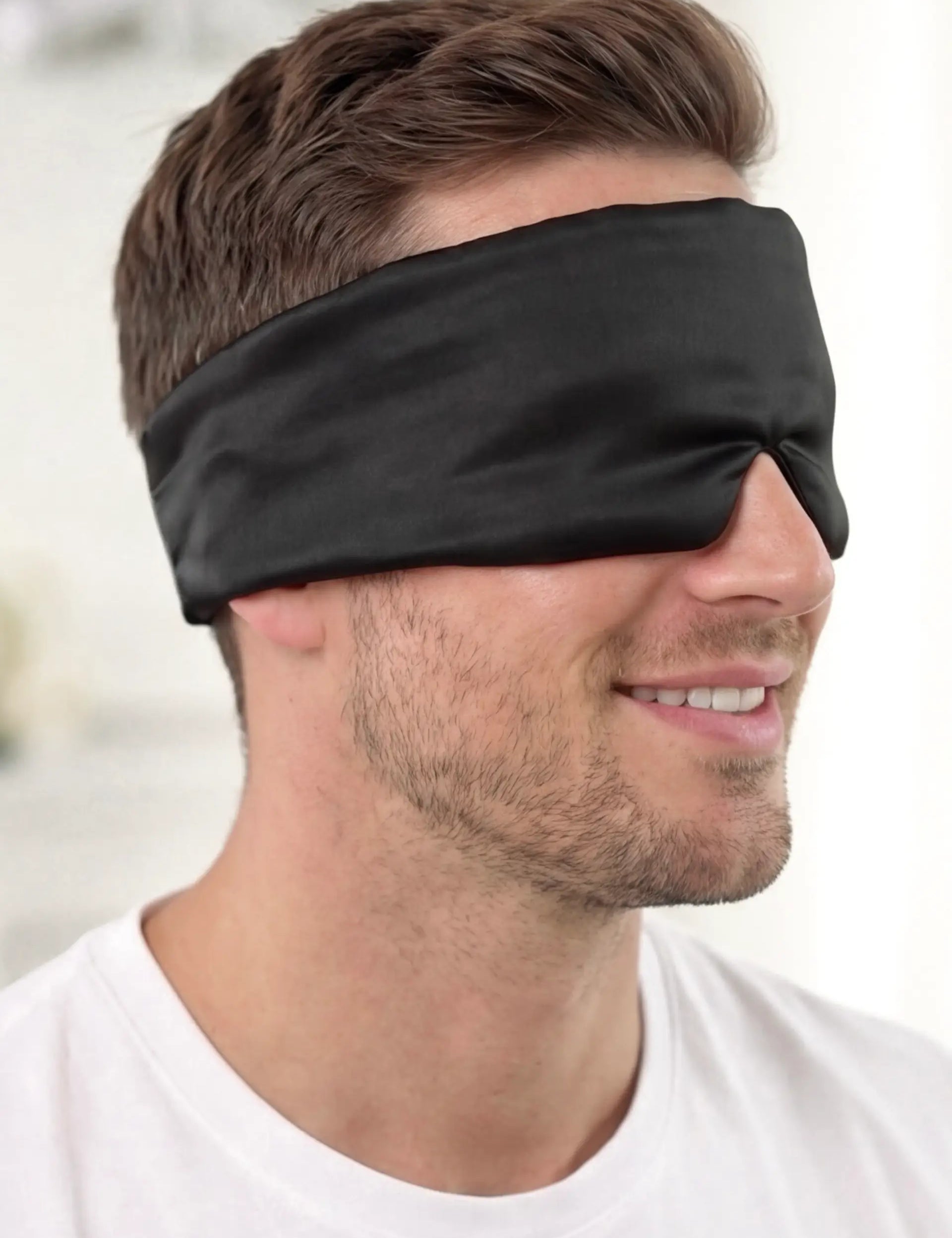 Silk Sleep Mask with Velcro for Men (Black)