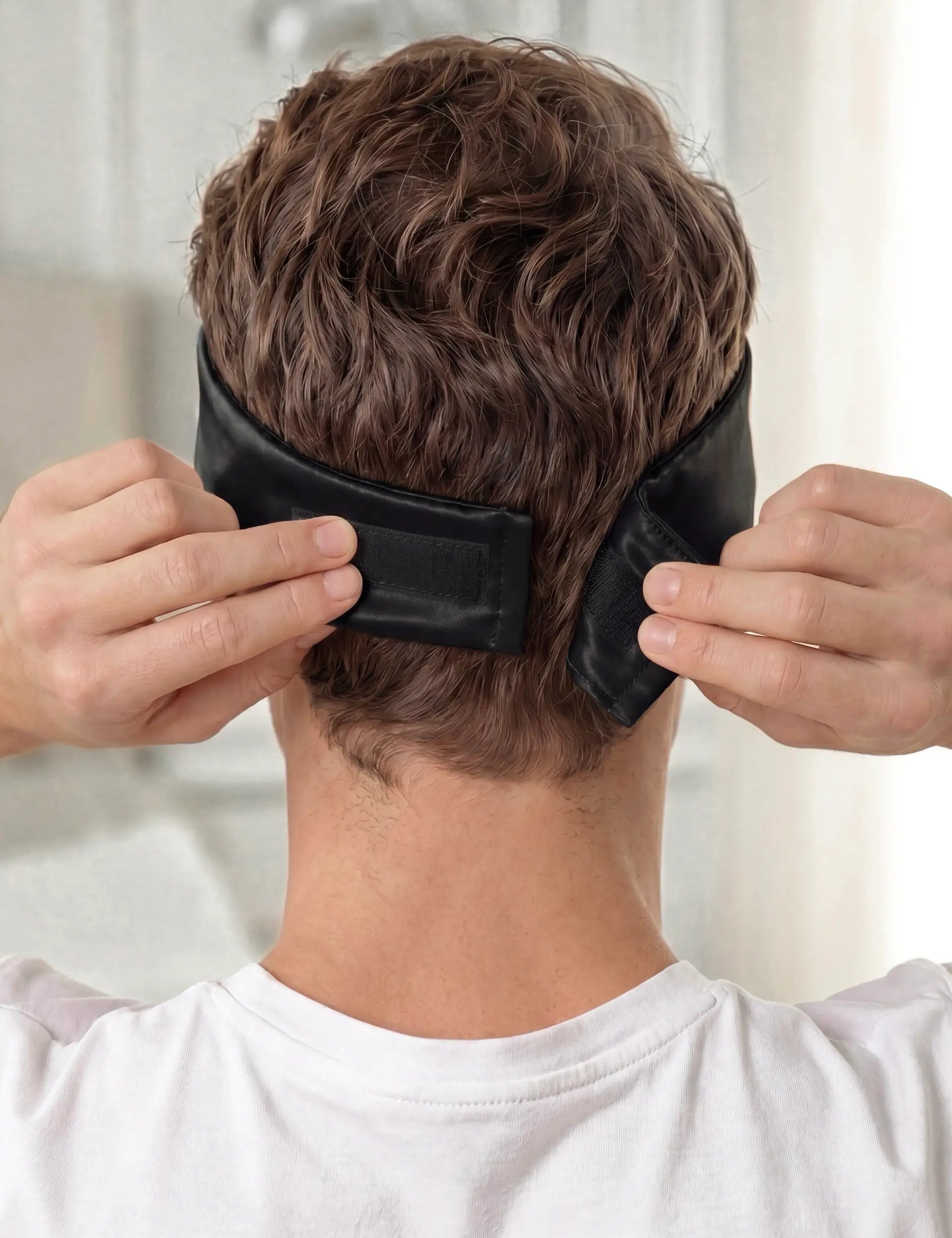 Silk Sleep Mask with Velcro for Men (Black)