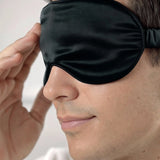 Maschera occhi in seta per uomo (Nero)