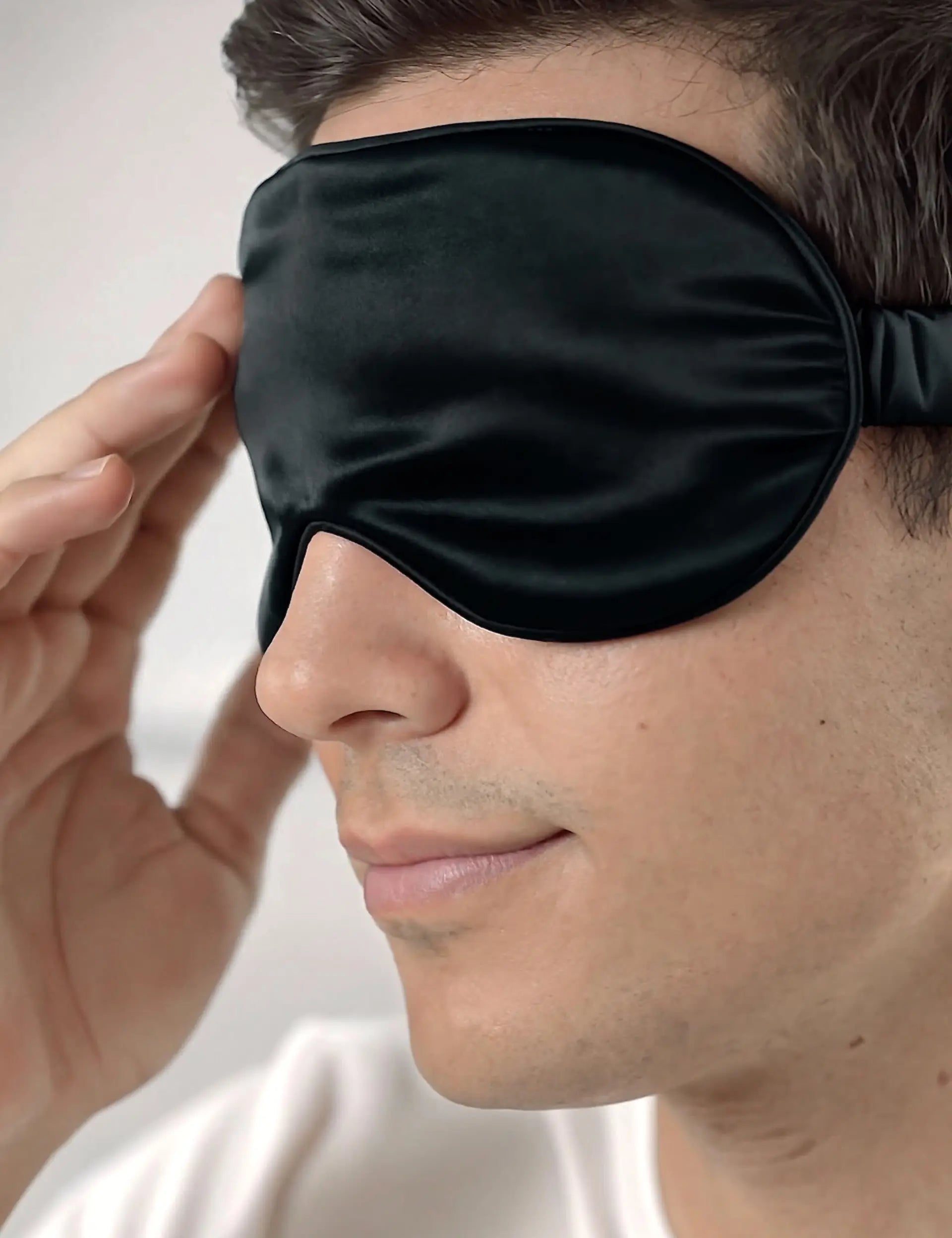 Maschera occhi in seta per uomo (Nero)