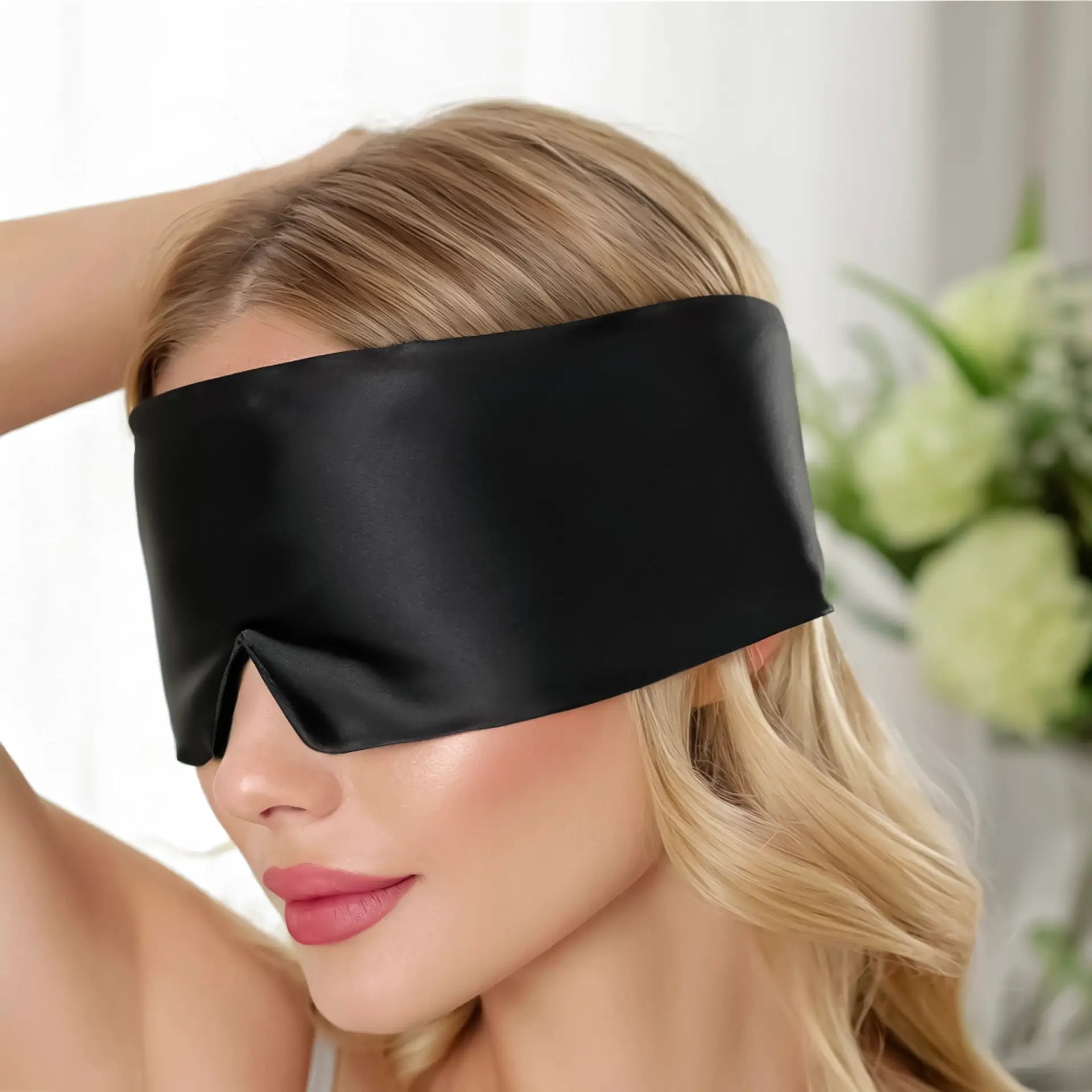 Blackout Sleep Mask (Black) Adjustable Silk Comfort with Full Coverage| psboutique.ch