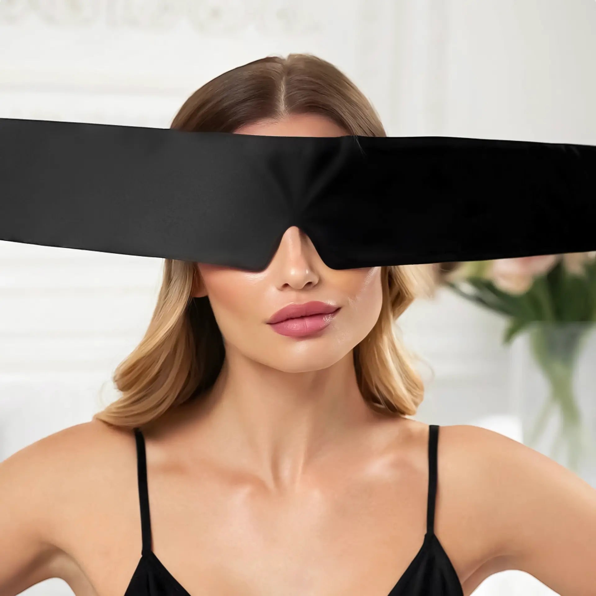 Blackout Sleep Mask (Black) Adjustable Silk Comfort with Full Coverage| psboutique.ch