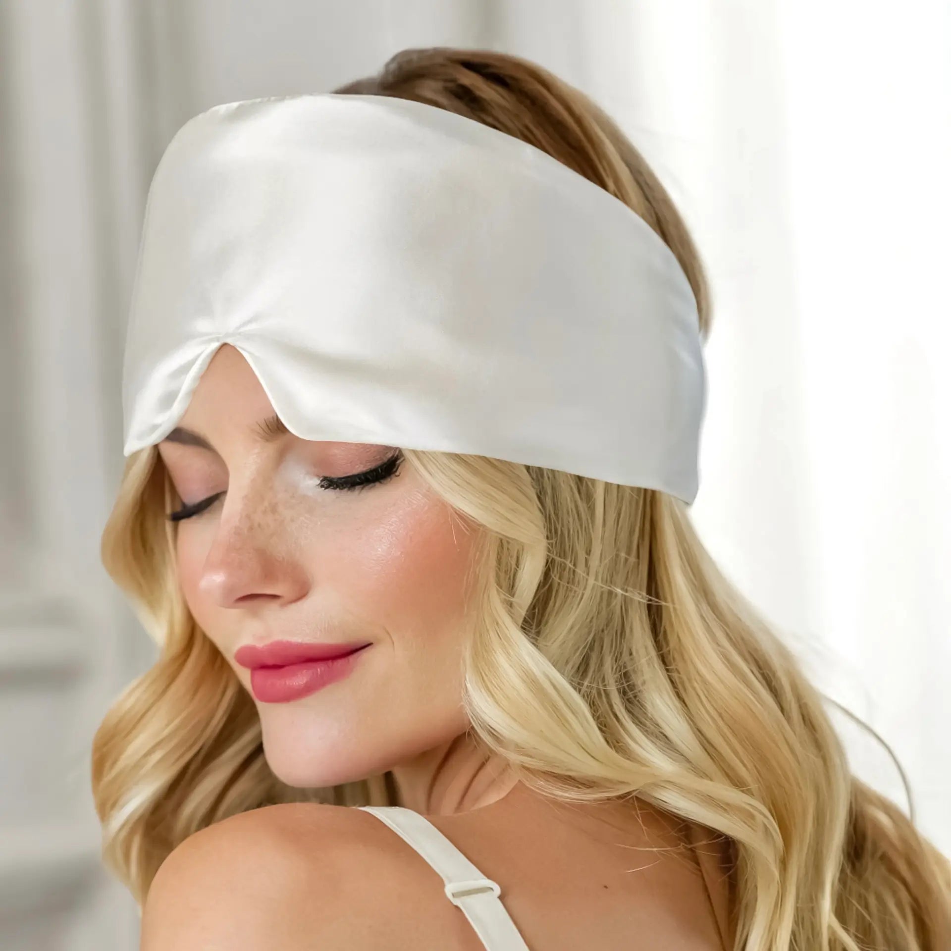 Silk Blindfold Mask for Sleeping (Ivory White) % Sale % Comfort & Total Darkness | psboutique.ch
