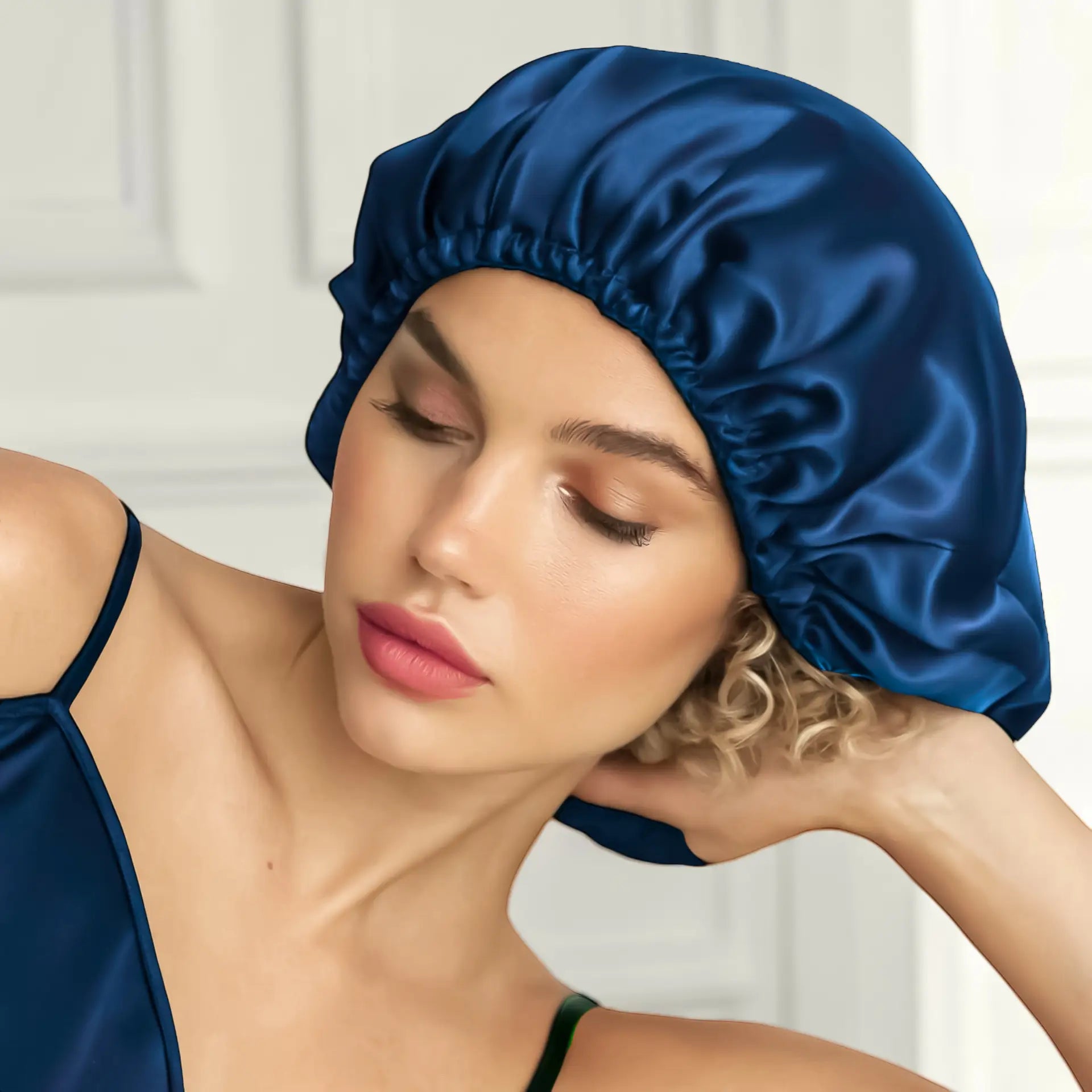 Bonnet for Curly Hair (Navi Blue) Large Silk Bonnet for Defined Frizz-Free Curls | psboutique.ch