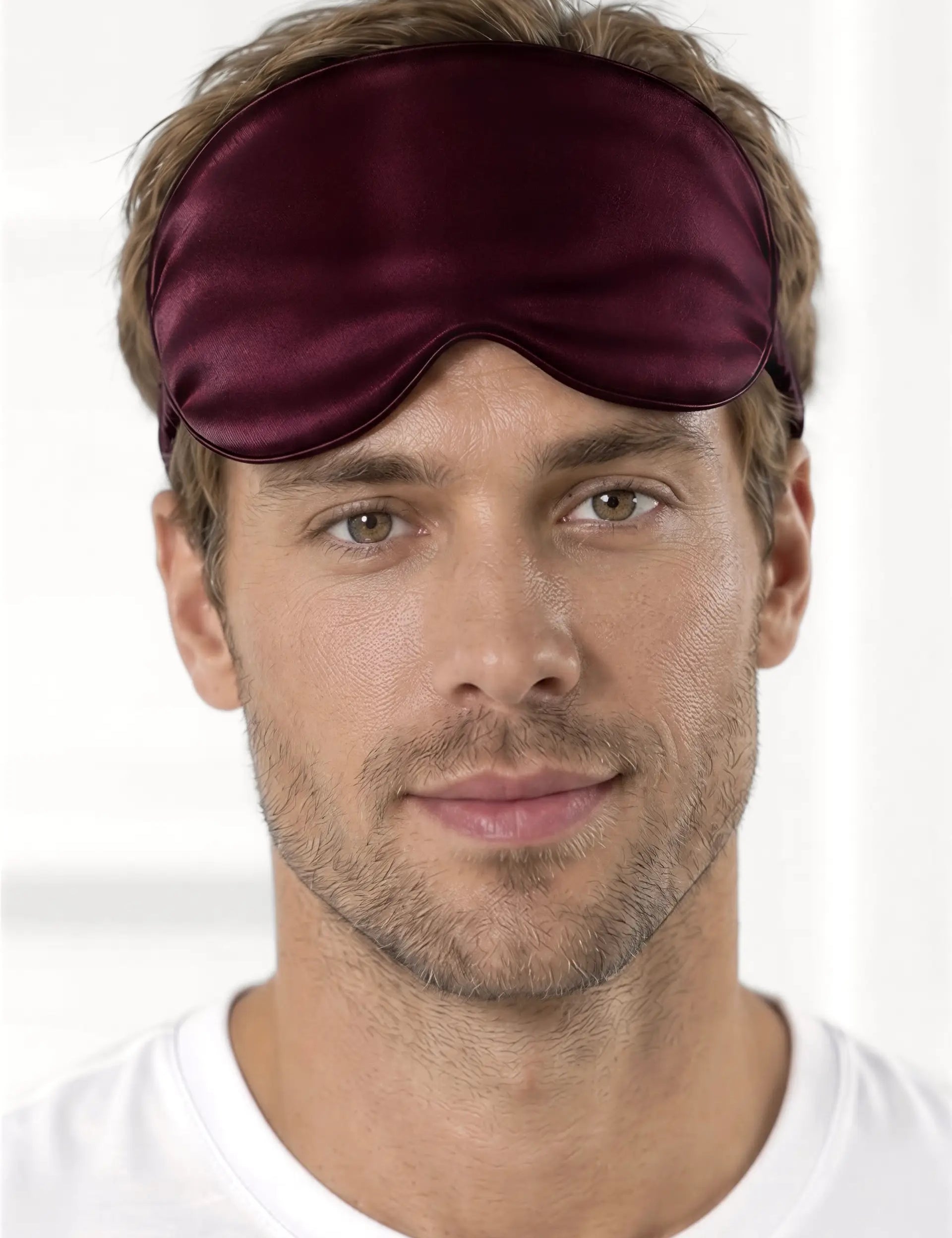 Masque yeux en soie pour homme (Bordeaux)