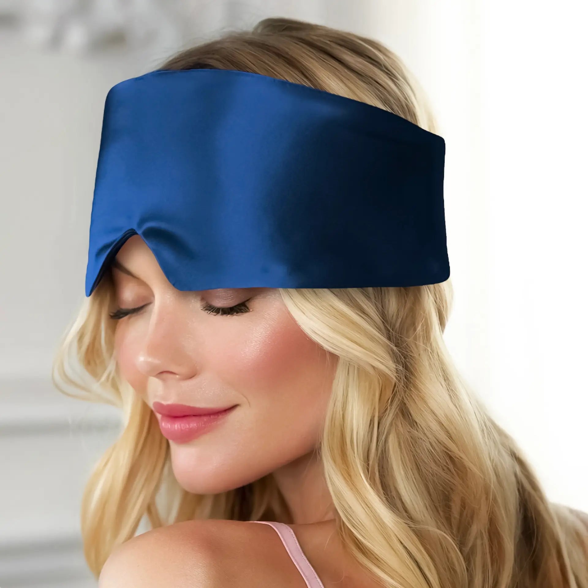 Eye Cover for Sleep 100% Silk (Blue Navy) Adjustable fit & Total Darkness | psboutique.ch