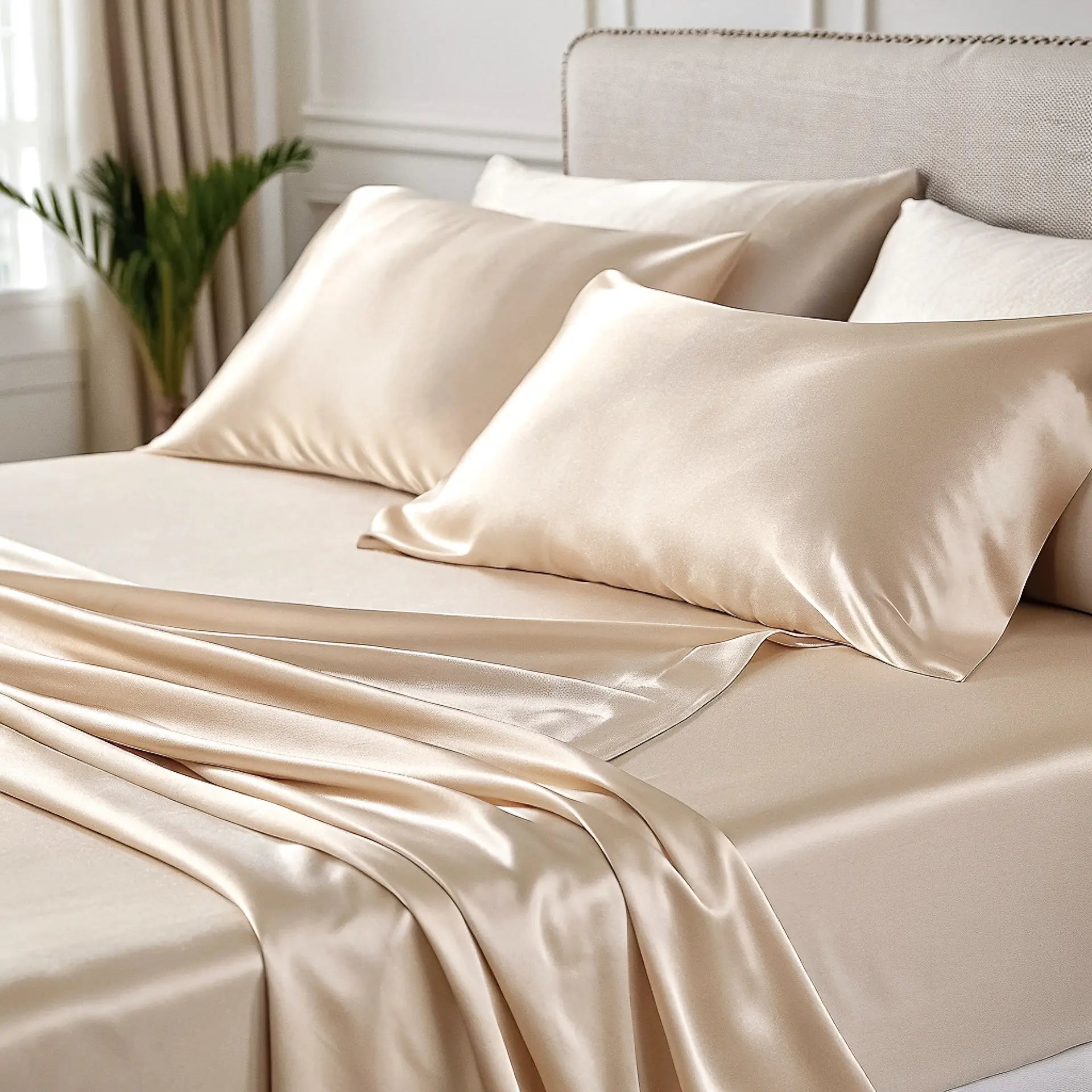 Fitted Sheet 100% Silk (Beige) | Swiss Silk Boutique | SALE up to 50% | PSBoutique.ch