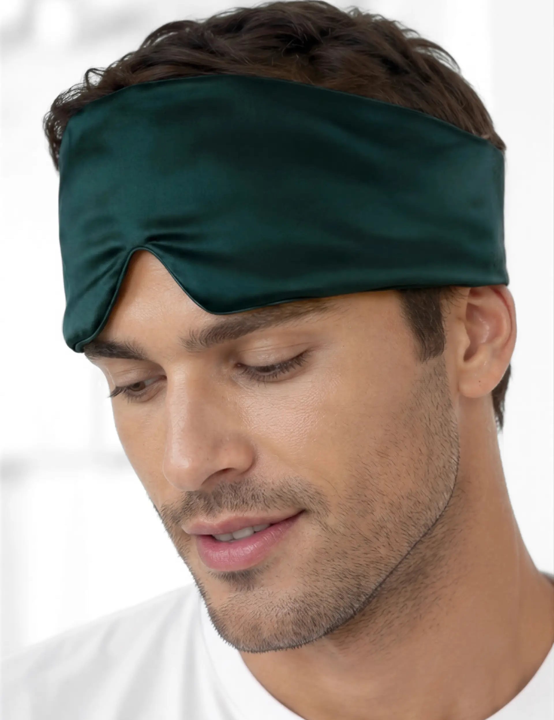 Masque de sommeil en soie pour homme (Vert foncé)