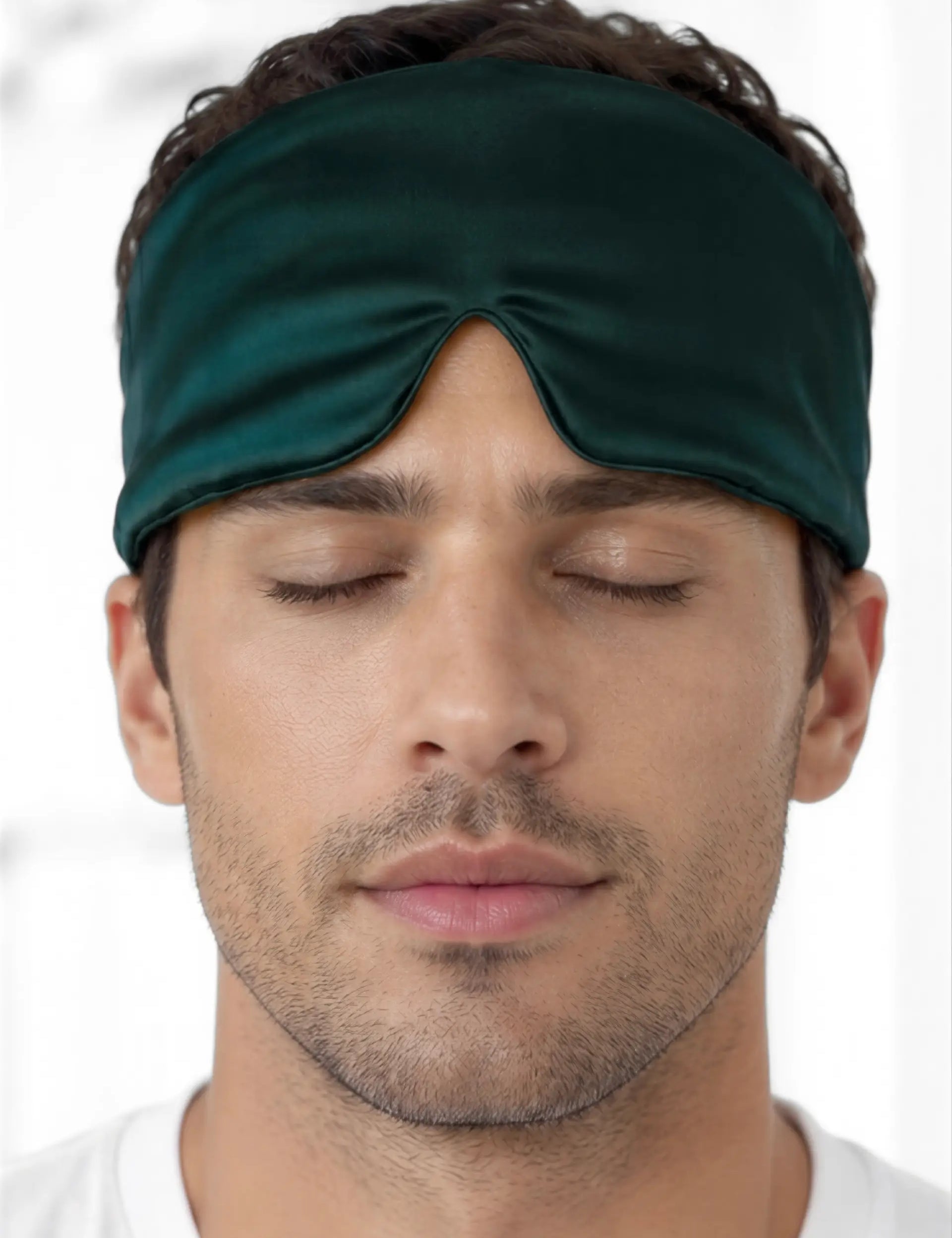 Masque de sommeil en soie pour homme (Vert foncé)