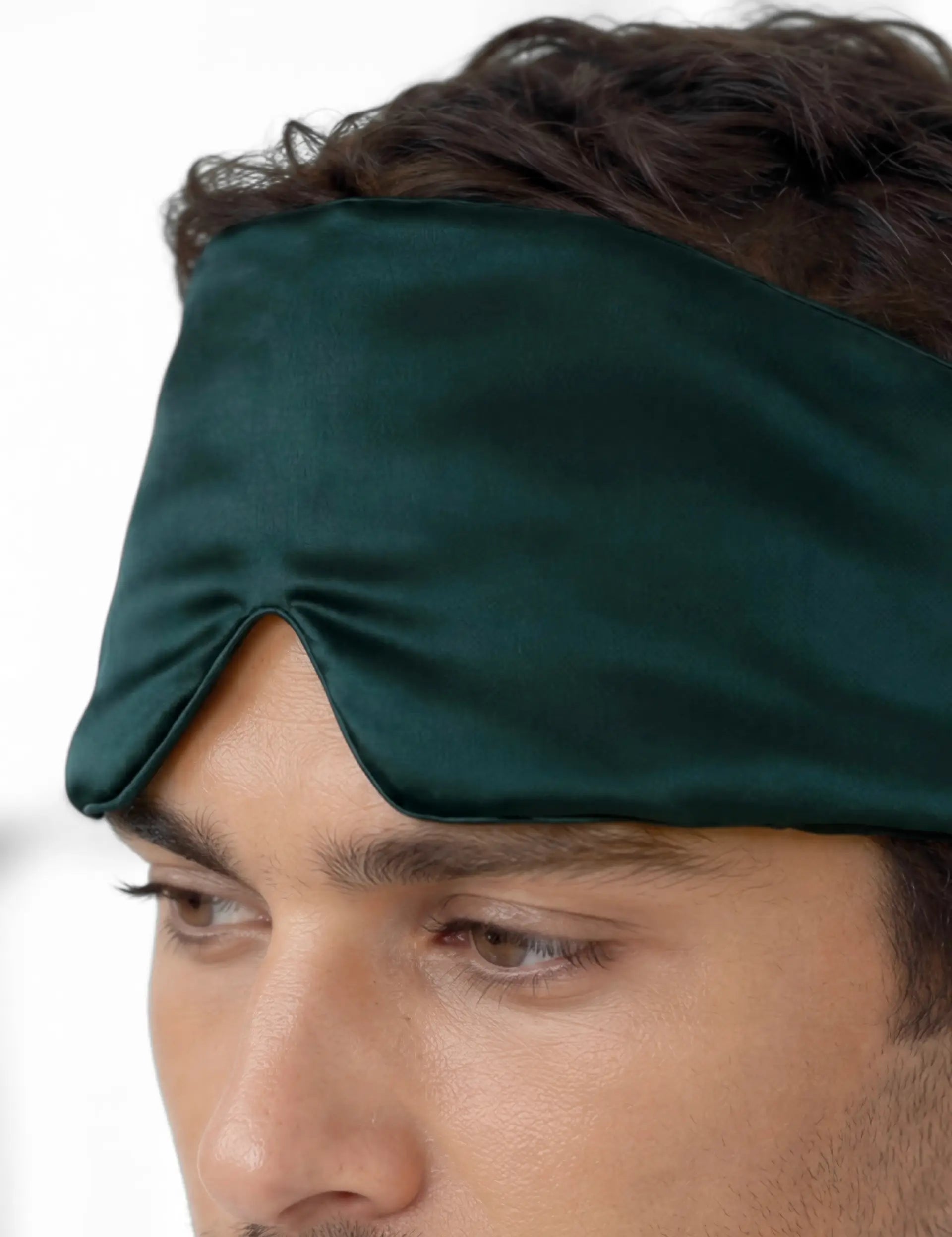 Masque de sommeil en soie pour homme (Vert foncé)