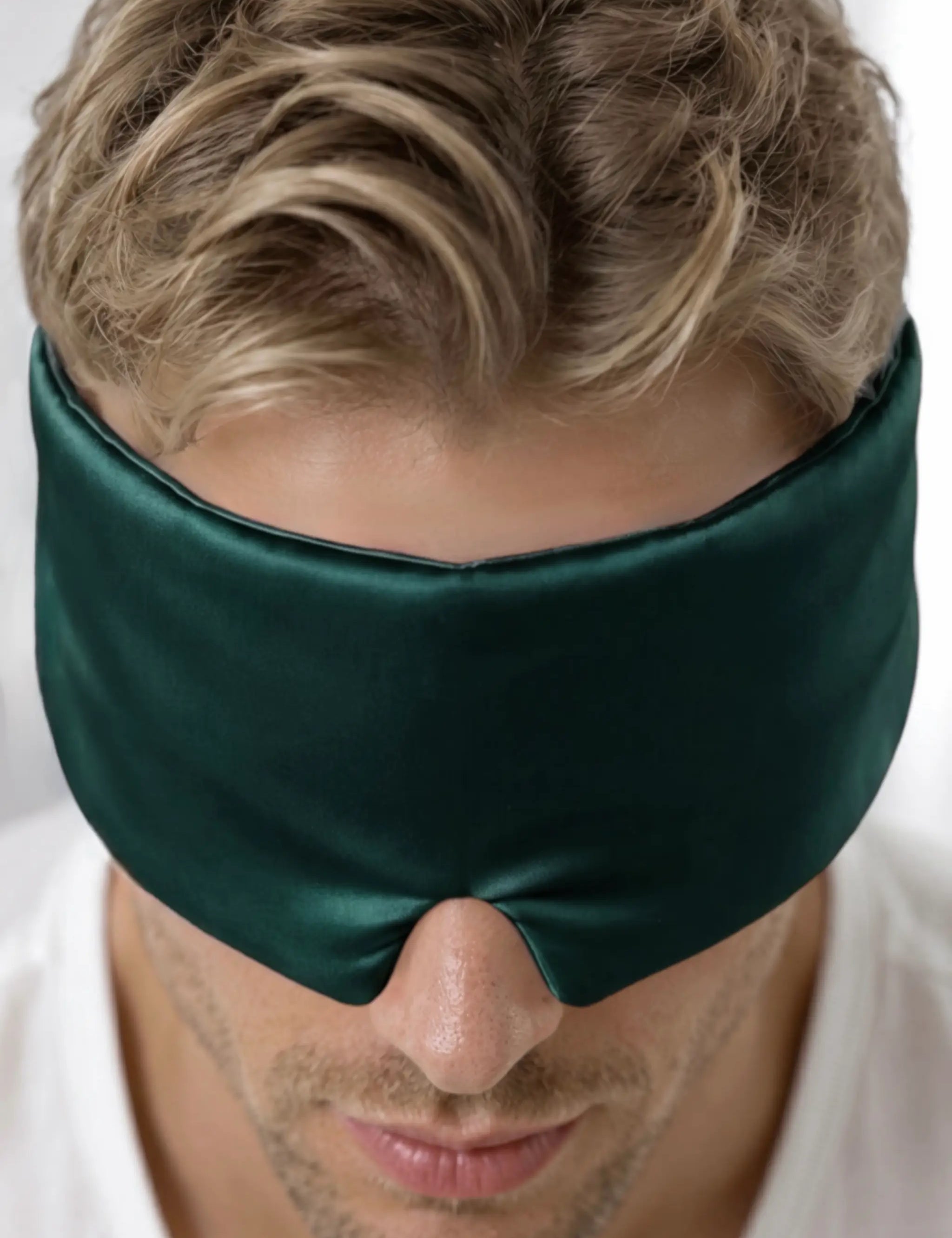 Maschera per dormire in seta per uomo (Verde scuro)