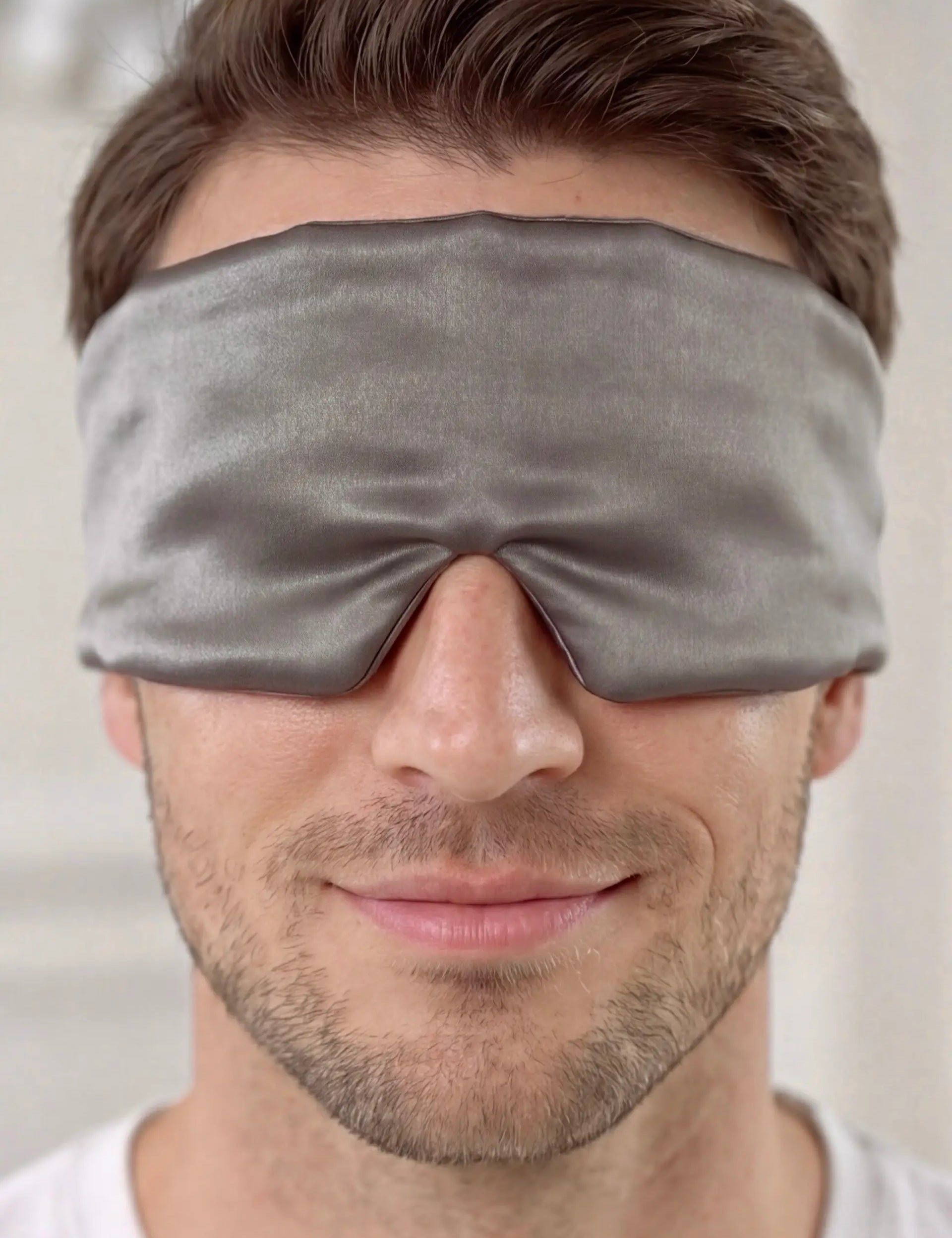 Silk Sleep Mask with Velcro for Men (Grey)