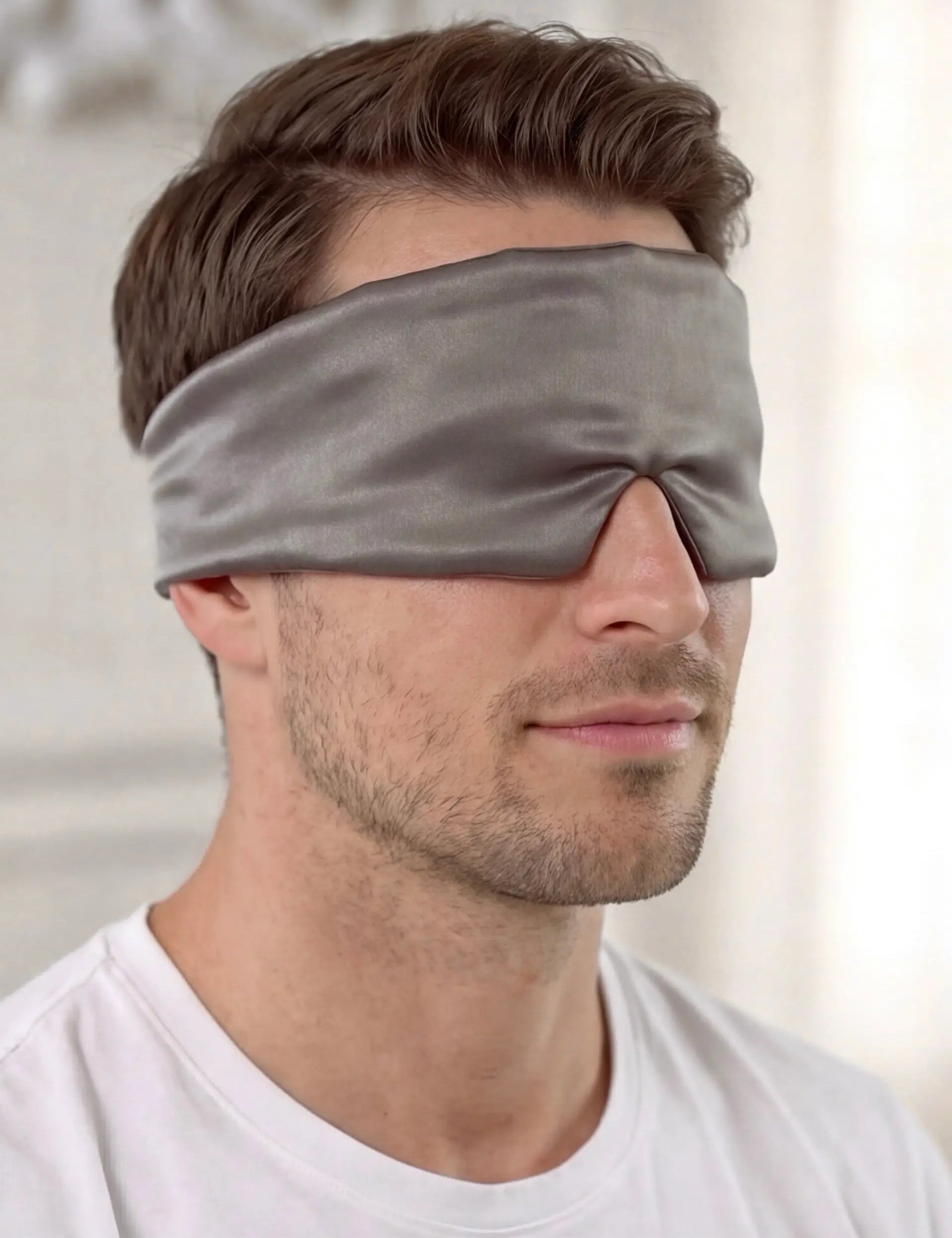 Silk Sleep Mask with Velcro for Men (Grey)
