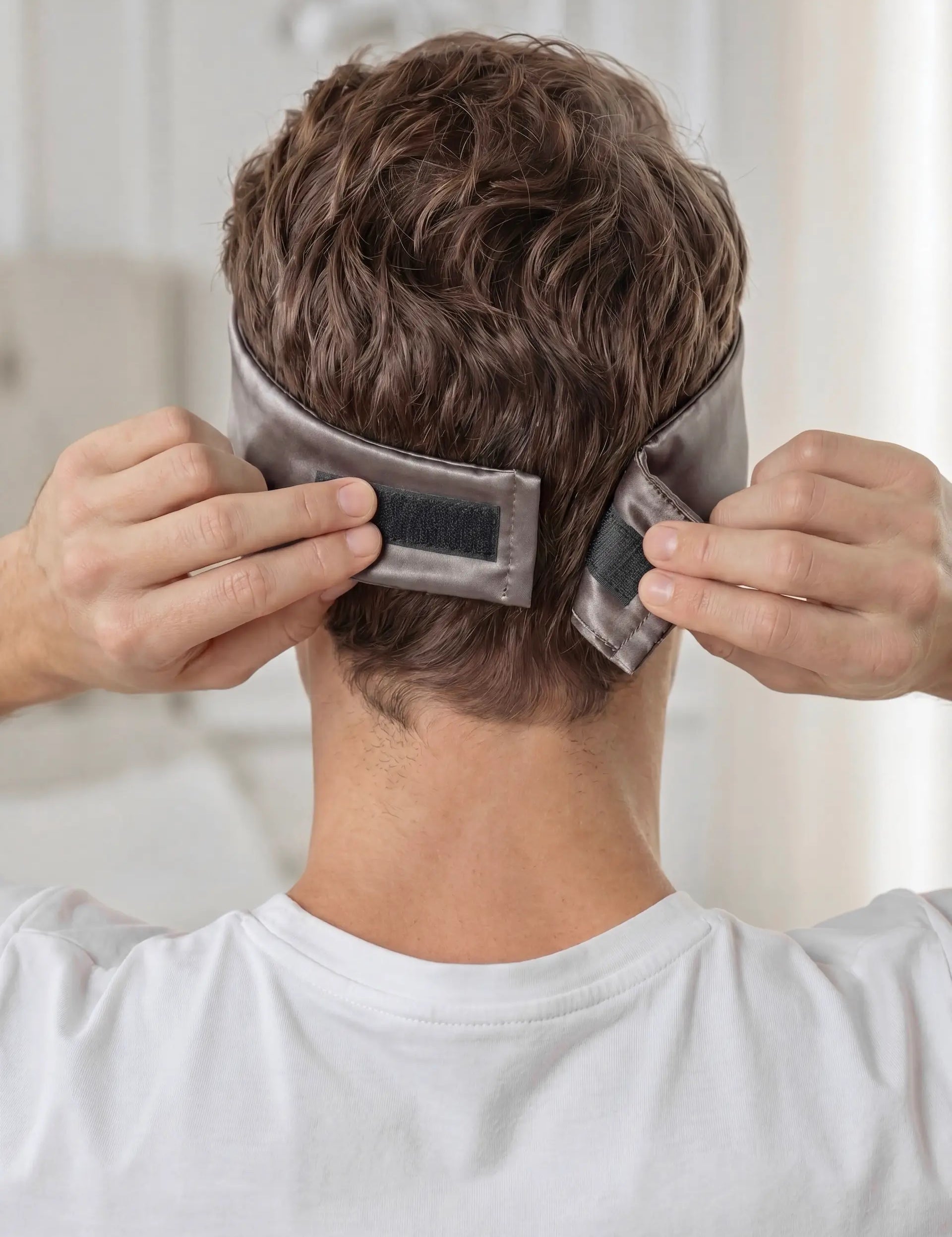 Silk Sleep Mask with Velcro for Men (Grey)
