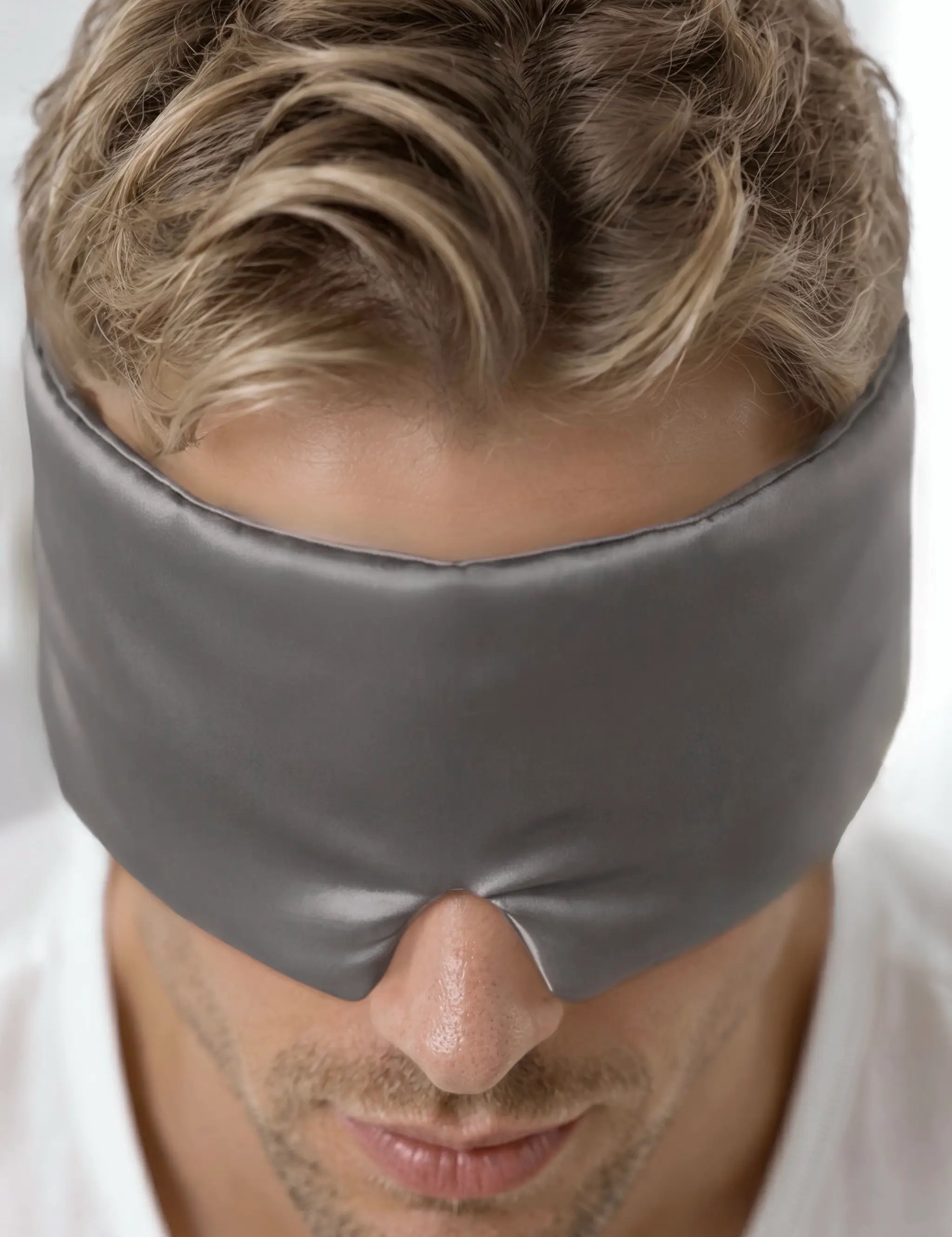 Maschera per dormire in seta per uomo (Grigio)