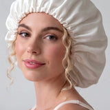 Cuffia in seta grande con fascia elastica (Bianco Avorio)