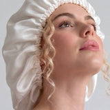 Cuffia in seta grande con fascia elastica (Bianco Avorio)