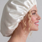 Cuffia in seta grande con fascia elastica (Bianco Avorio)
