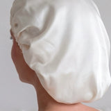 Cuffia in seta grande con fascia elastica (Bianco Avorio)