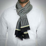 Men's Silk Scarf in Black & White with Chains pattern
