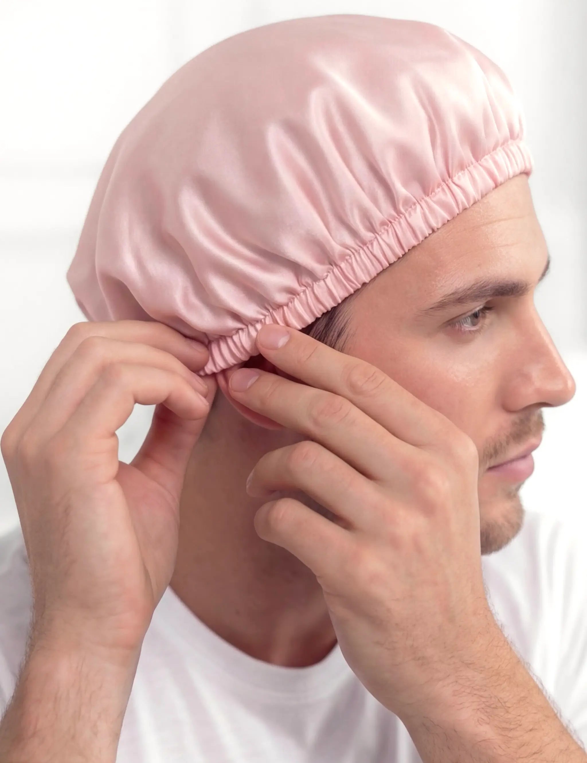 Men's Silk Hair Bonnet (Pink)