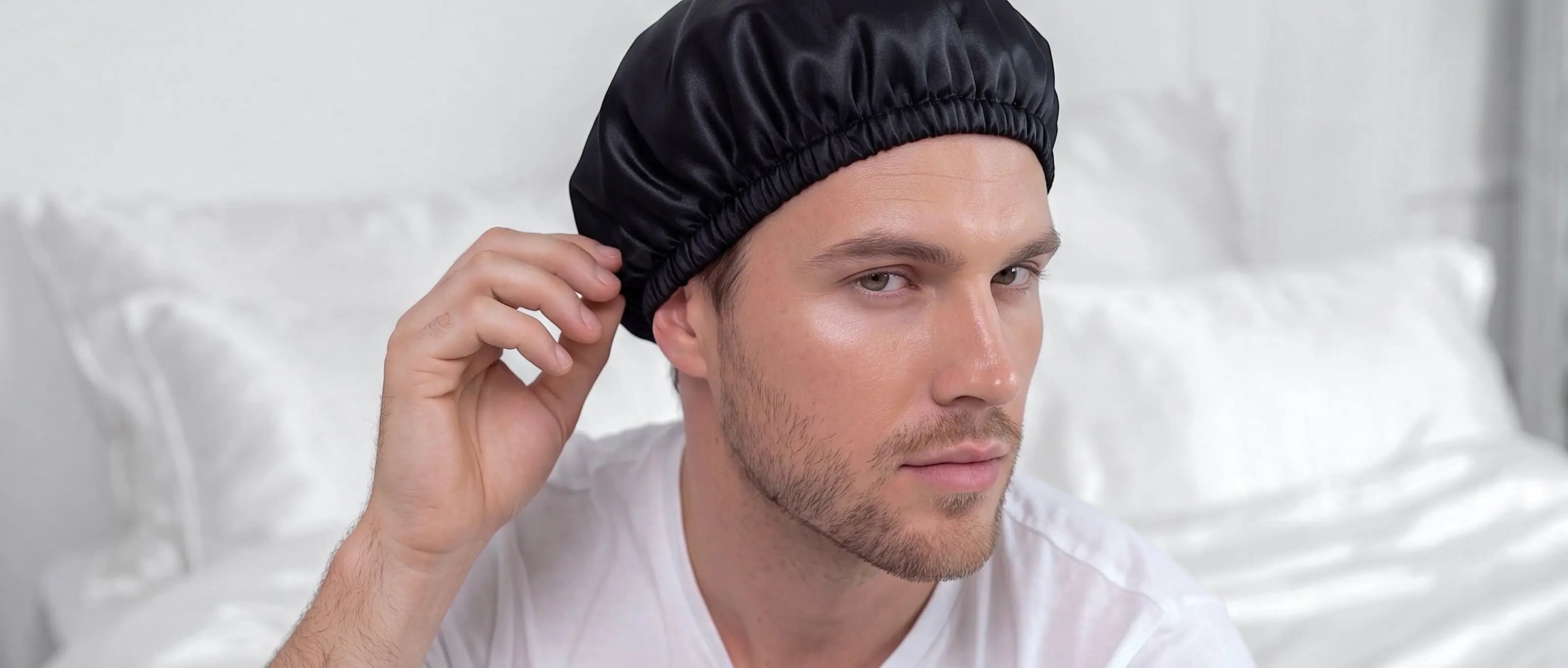Cuffie in seta con fascia elastica per uomo