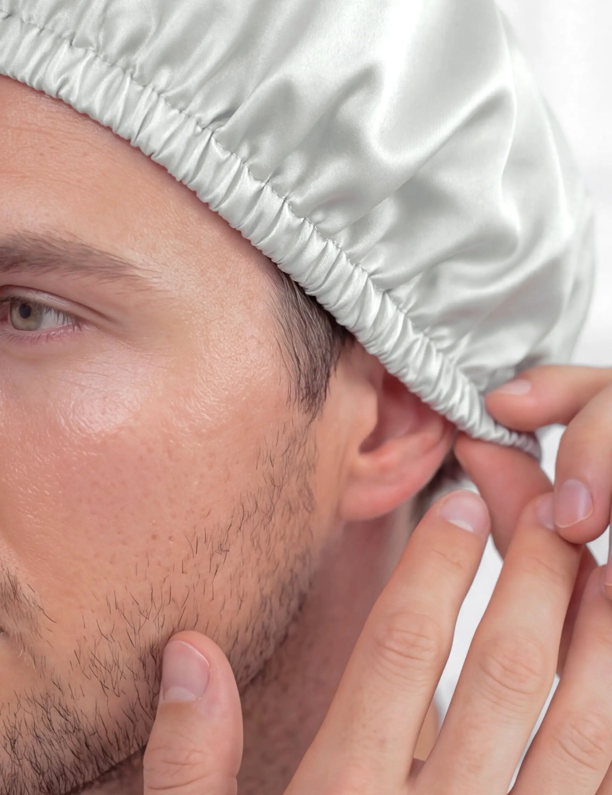 Men's Silk Hair Bonnet (Silver)