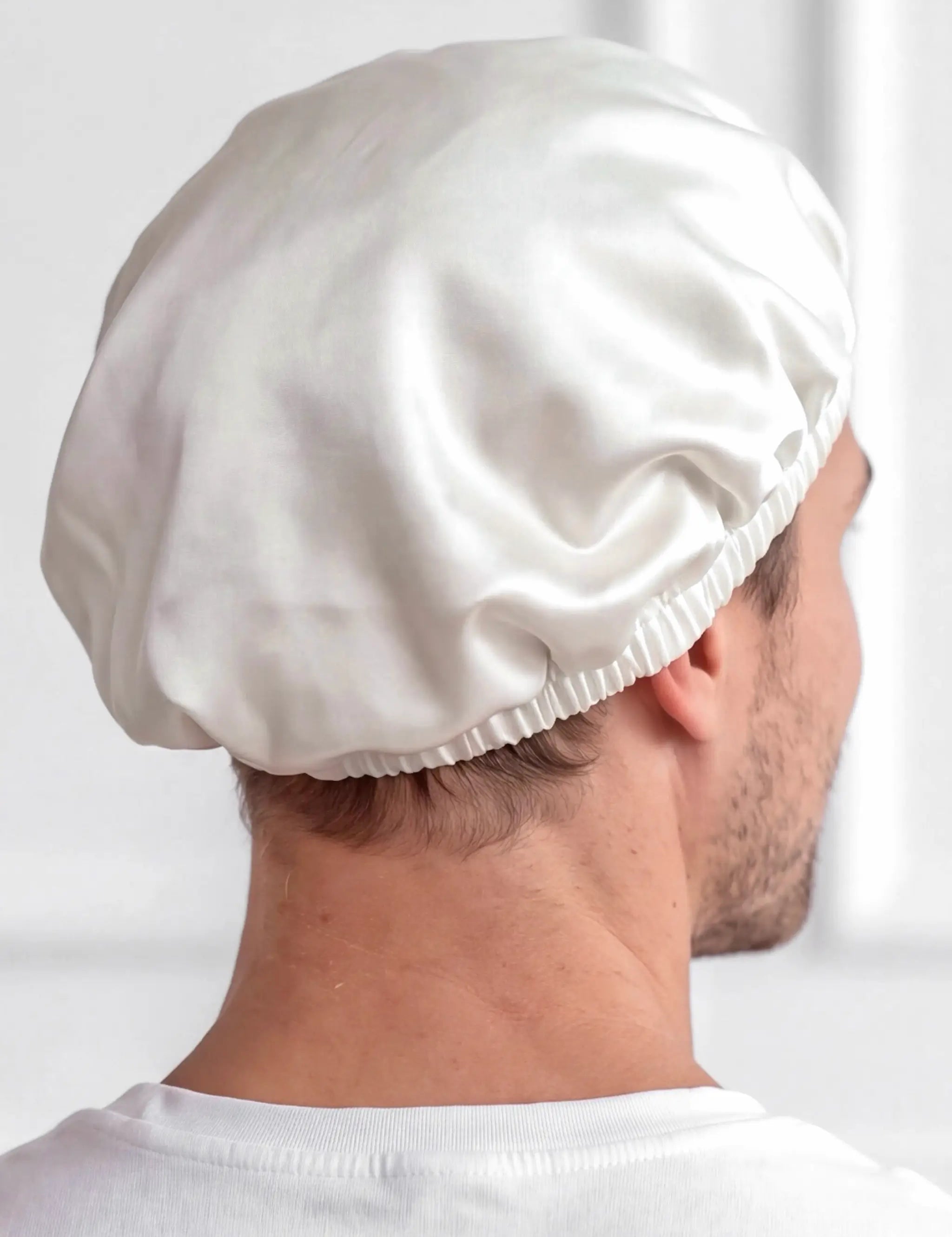 Men's Silk Hair Bonnet (Ivory White)