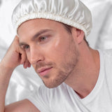 Men's Silk Hair Bonnet (Ivory White)