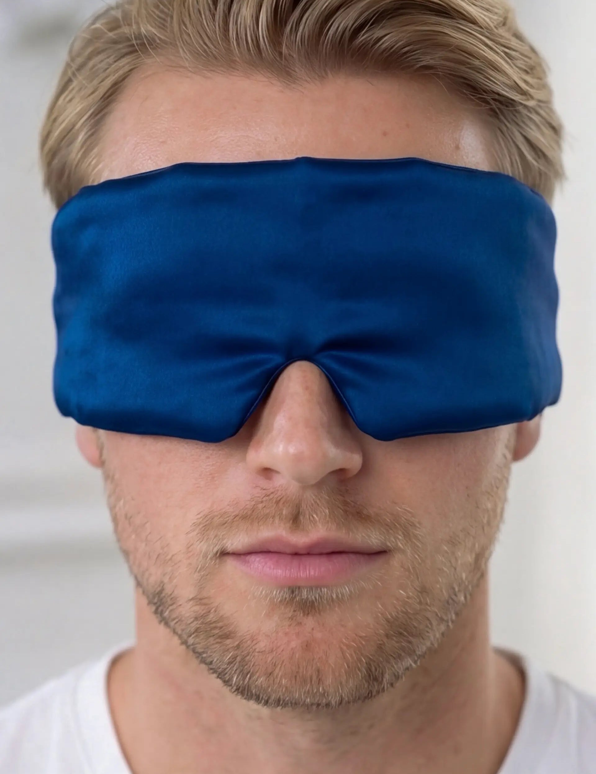 Silk Sleep Mask with Velcro for Men (Blue)