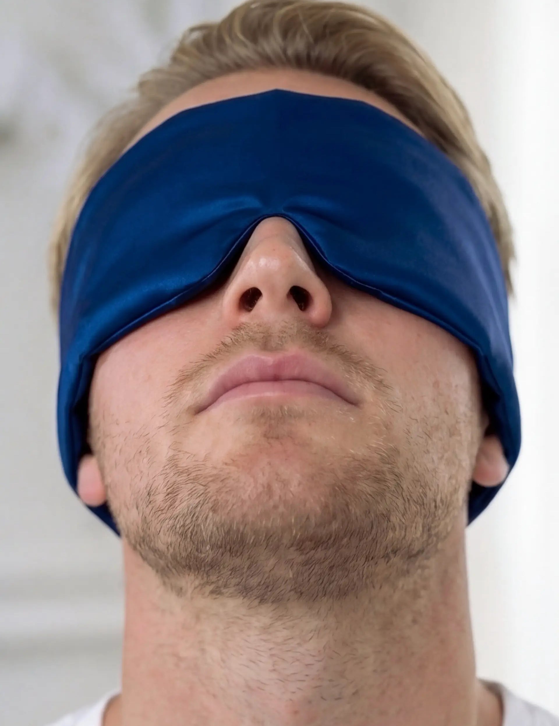 Silk Sleep Mask with Velcro for Men (Blue)