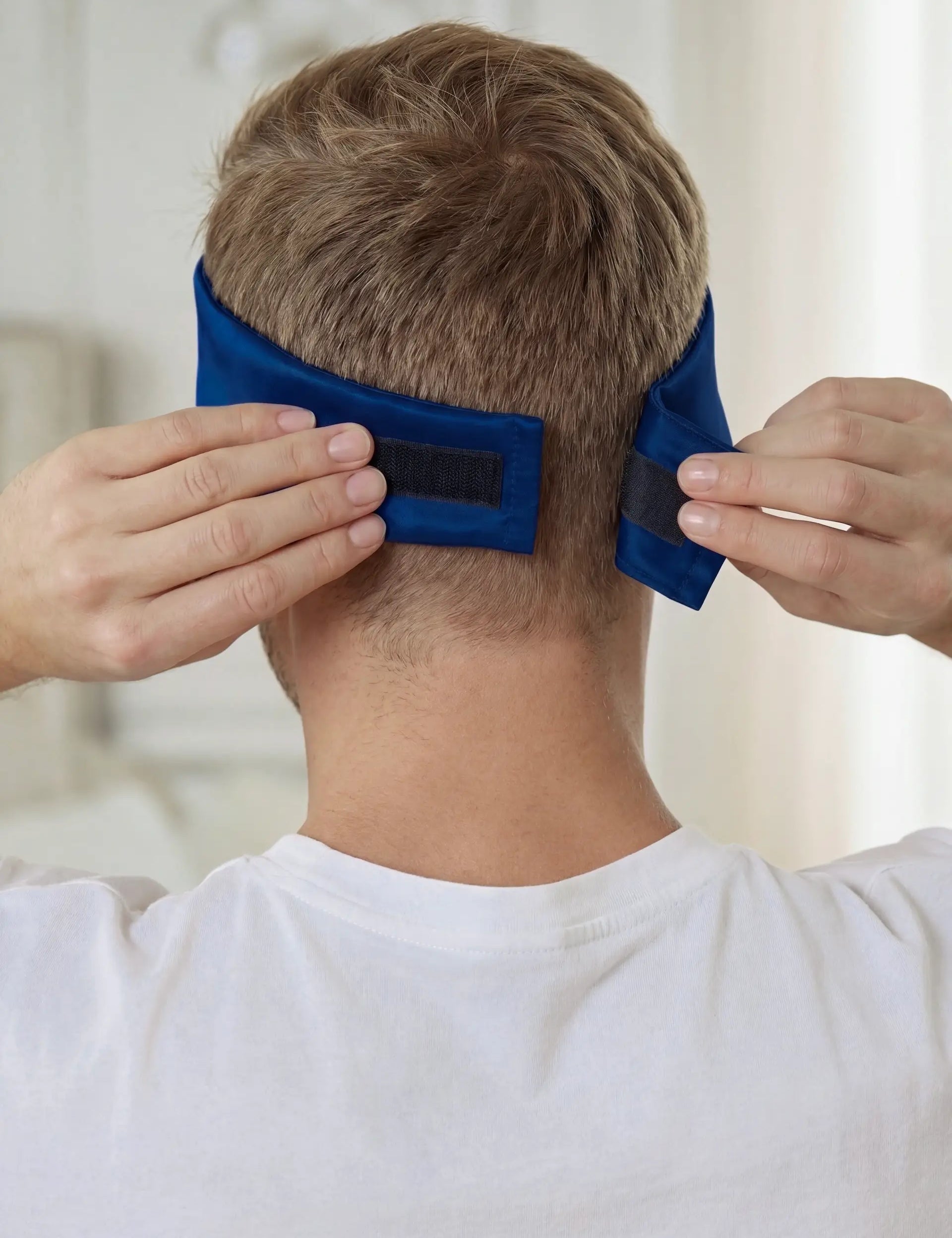 Silk Sleep Mask with Velcro for Men (Blue)