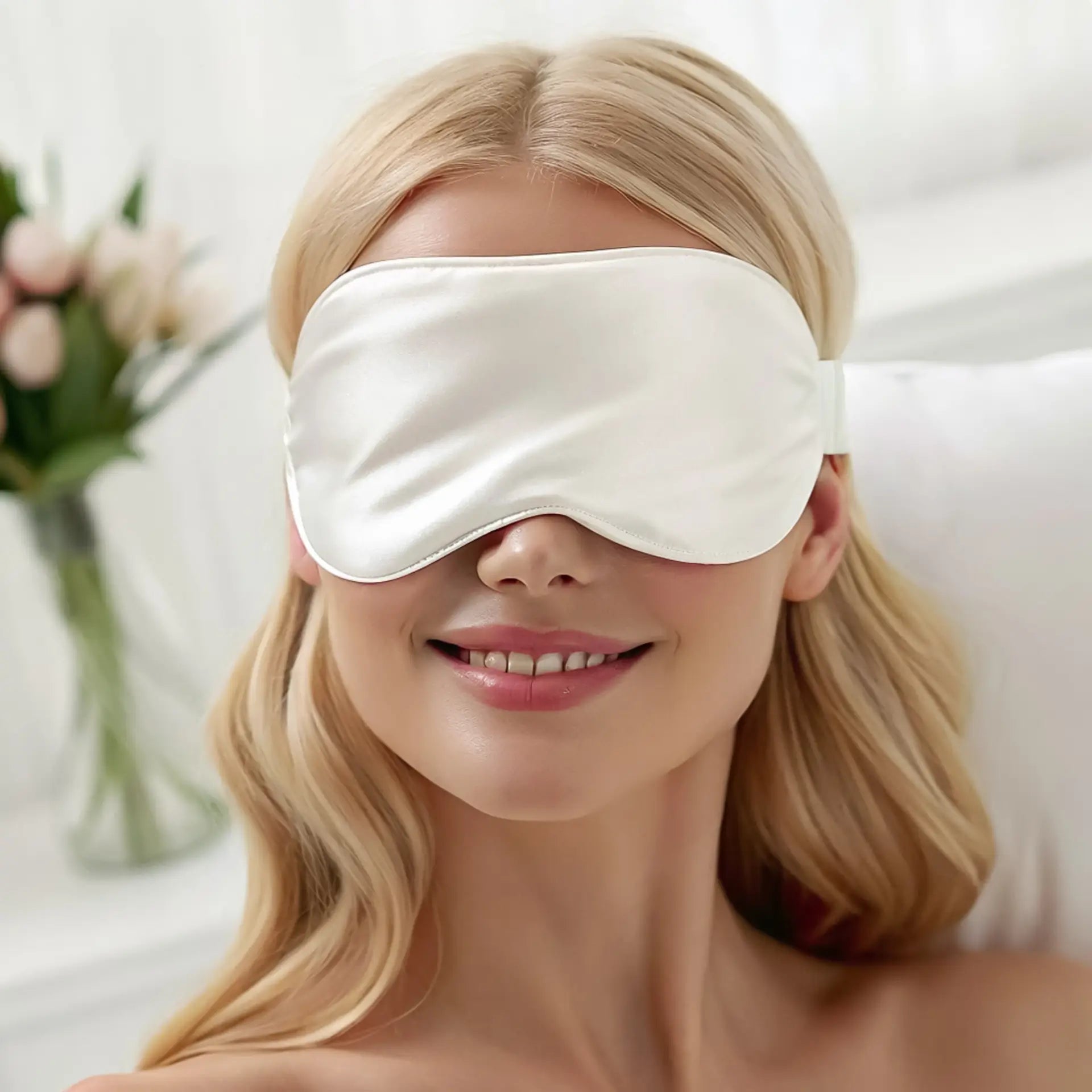 Night Mask – Pure Silk  (Ivory White) for Peaceful Sleep % Sale % Swiss Boutique | psboutique.ch