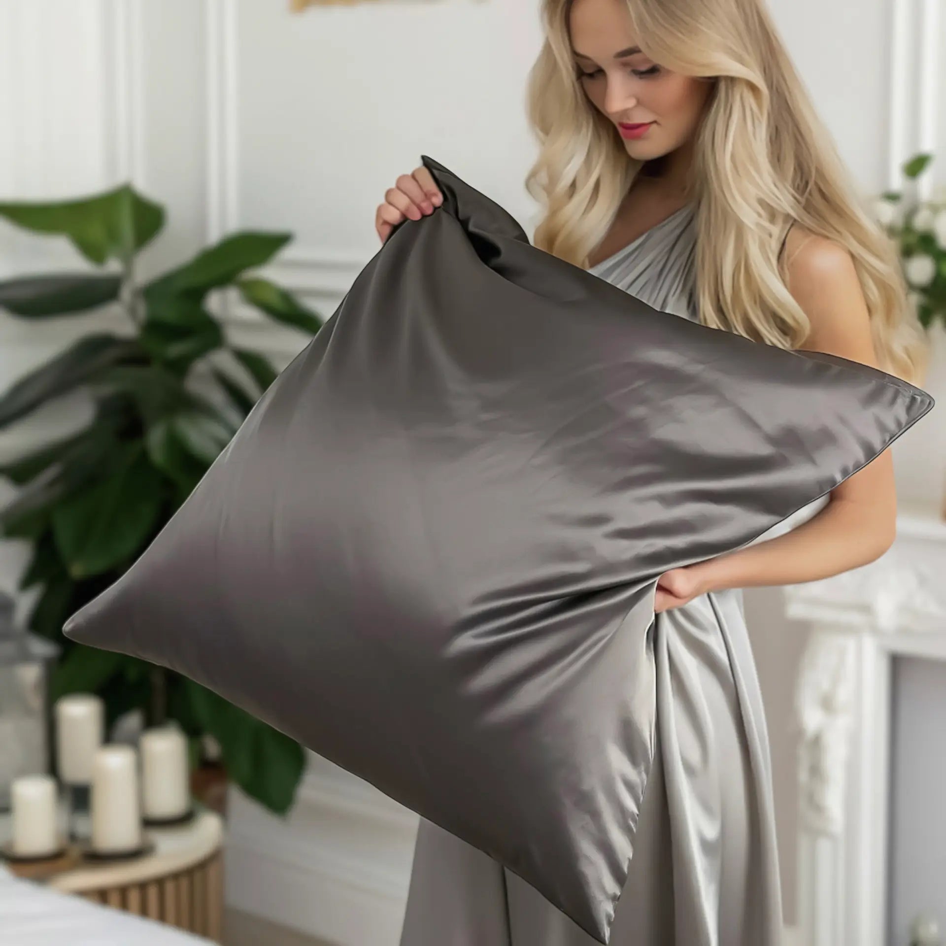 Pillowcase 100% Silk  (Dark Grey) | Swiss Shop | Luxuriously Soft & Skin-Friendly | psboutique.ch